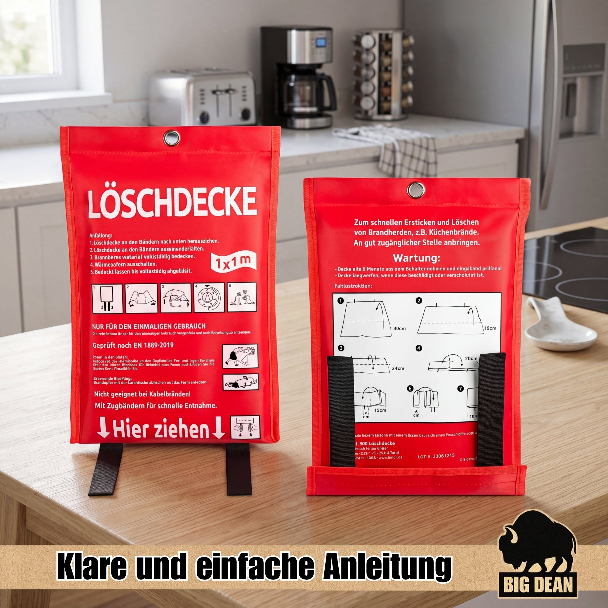 BigDean Brandschutz-Set 1kg Feuerlöscher + Löschdecke ABC