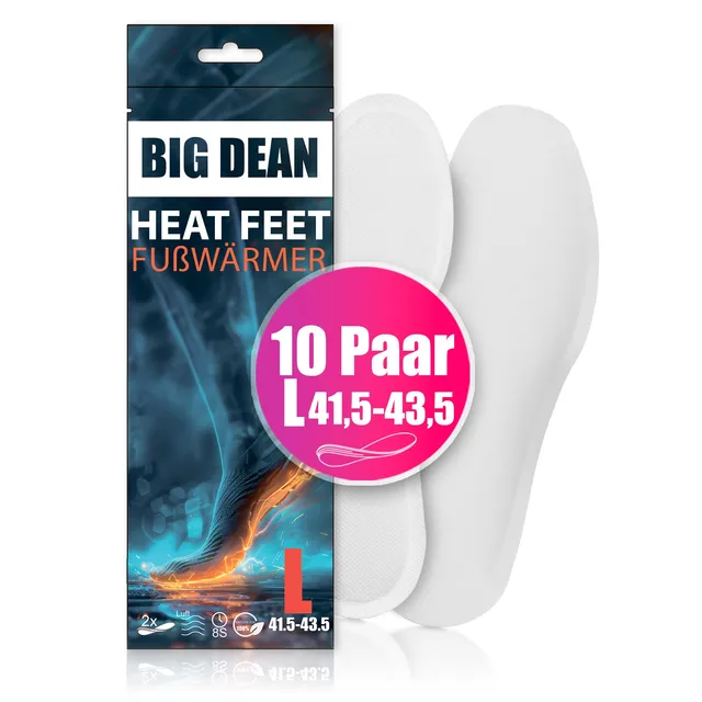 BigDean Fußwärmer Sohlenwärmer Gr.41,5-43,5 10 Paar 8h