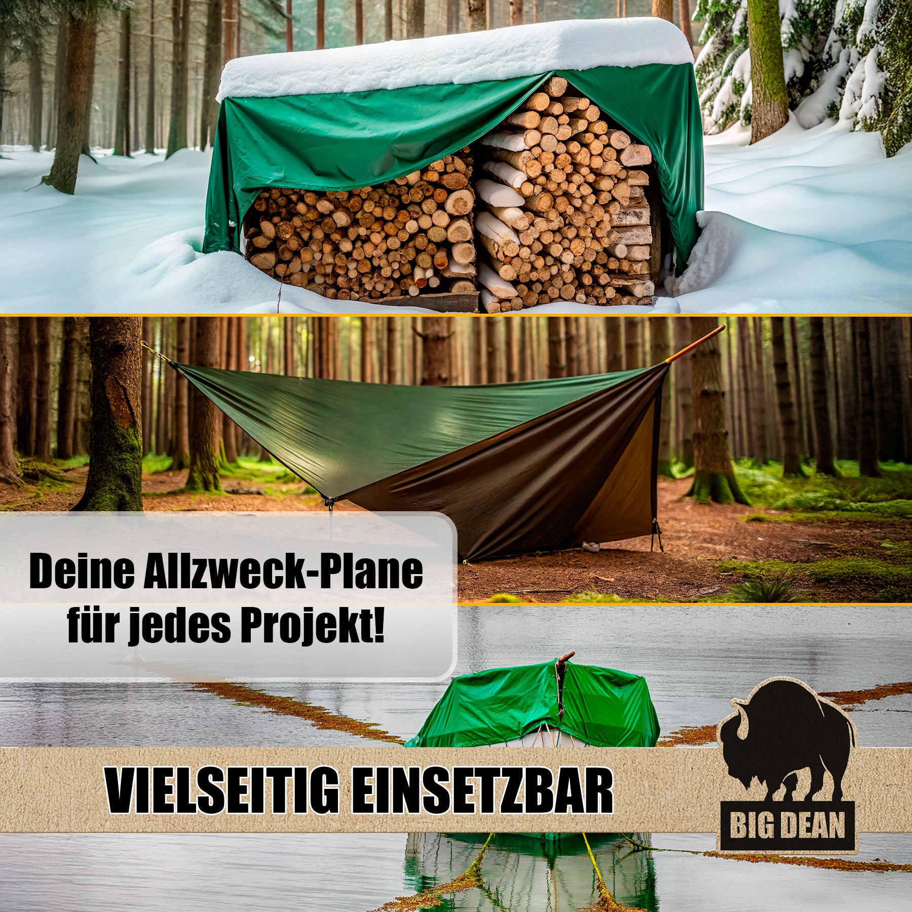 BigDean Abdeckplane 4x6 m Wasserdicht 150 g Reissfest