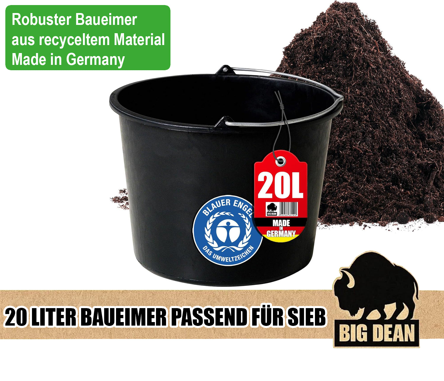 BigDean Gartensieb Metall Ø37cm Erdsieb 3 Einsätze grün