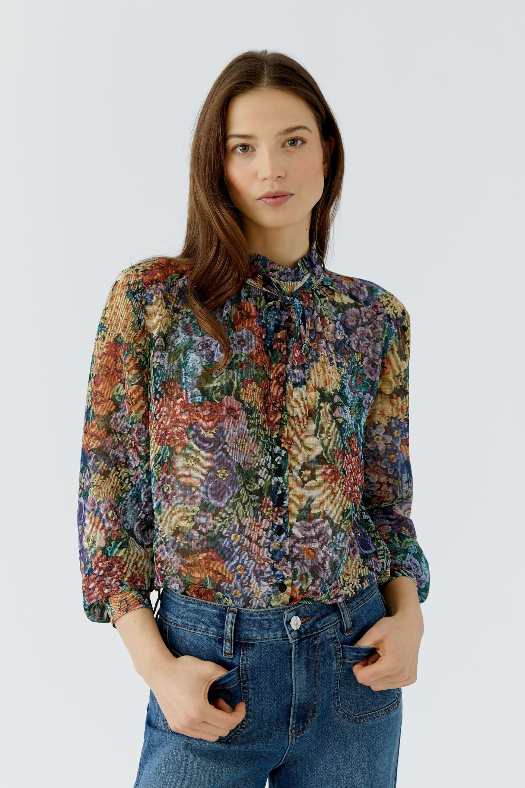 OUI Bluse Floral Gobelinprint gerade Damen