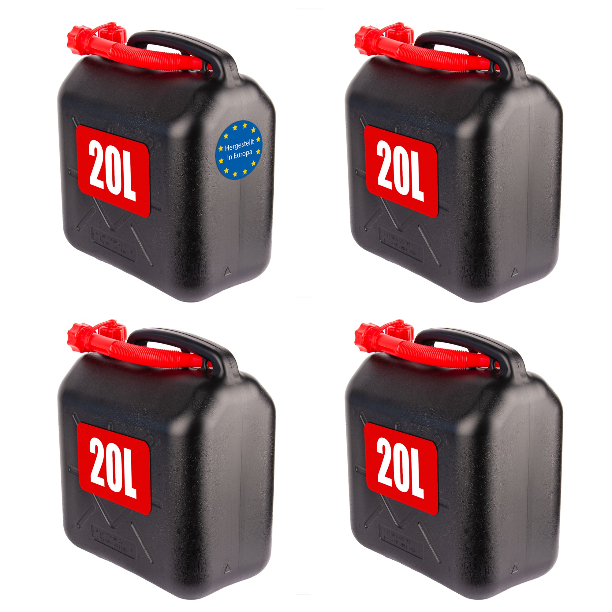 BigDean Haushalt Benzinkanister 4x20 L mit Ausgießer UN schwarz