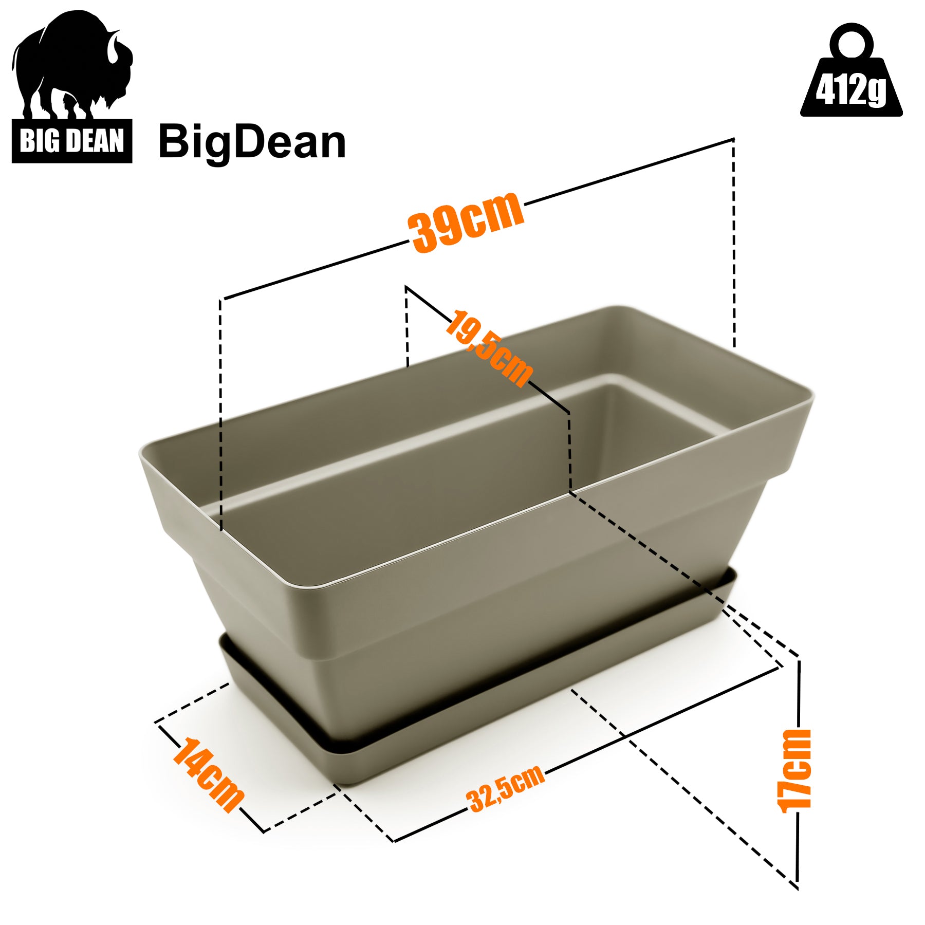 BigDean Garten Balkonkasten 40cm Mokka 3er Kunststoff