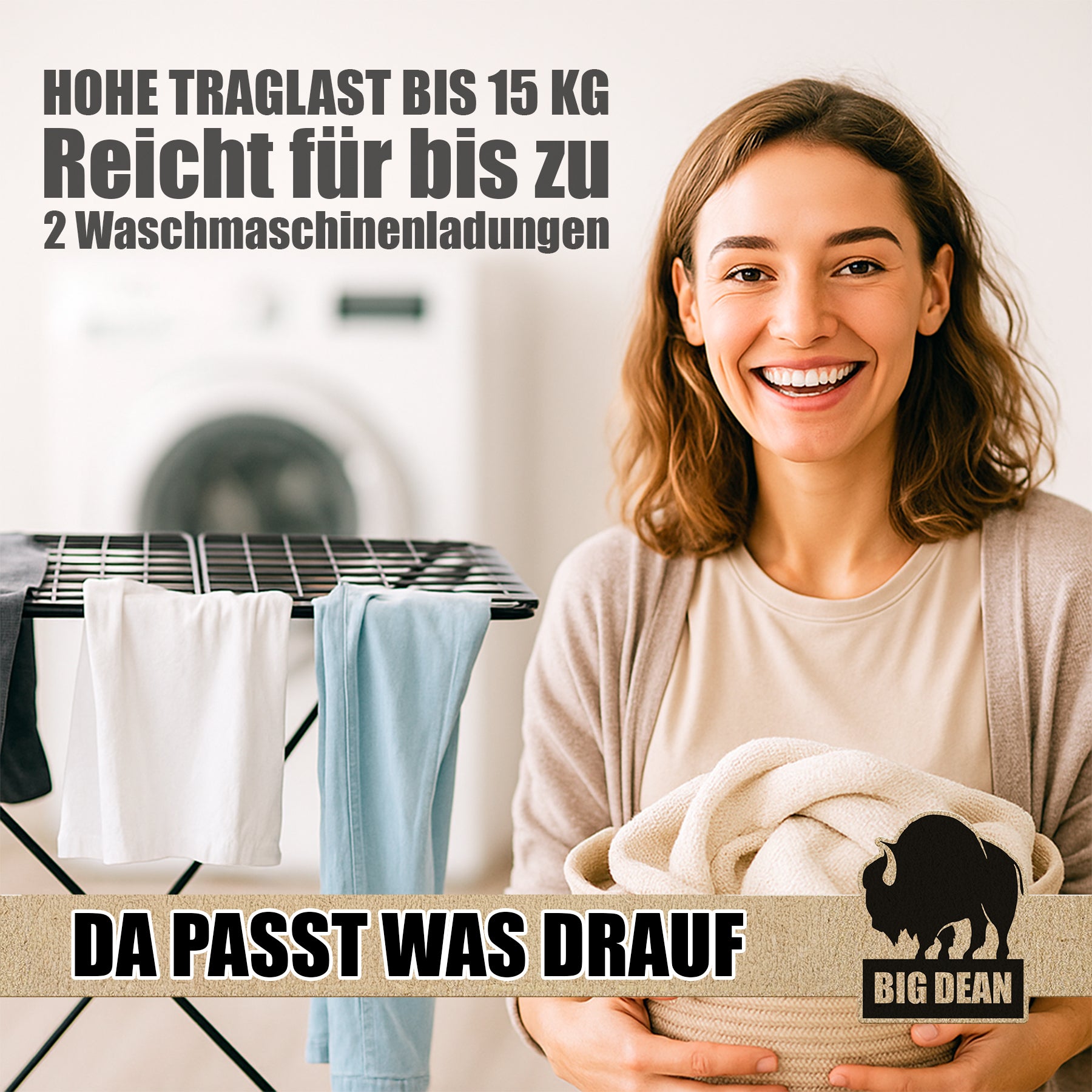 BigDean Wäscheständer XXL 20 m Schwarz 200 cm hoch