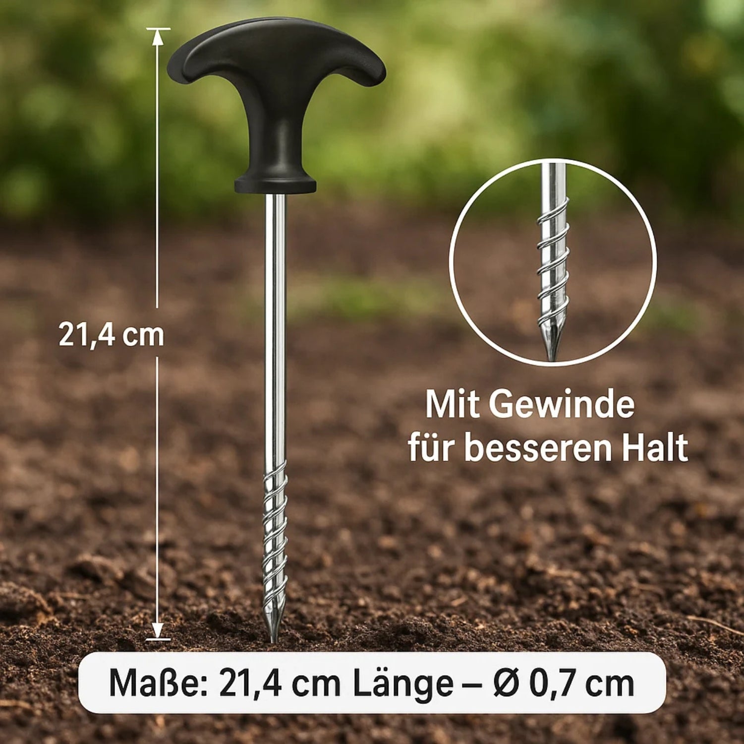 BigDean Heringe Erdnägel Stahl 36er T-Griff harter Boden