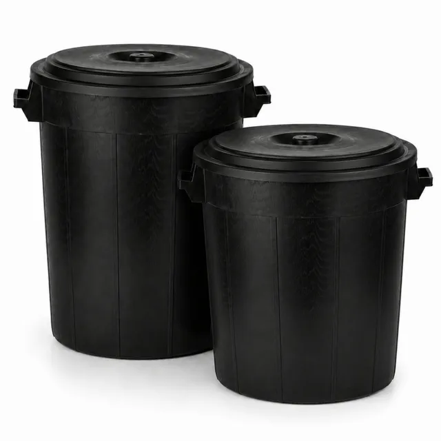 BigDean Universaltonne 70+50 Liter Set Tonne Schwarz mit Deckel