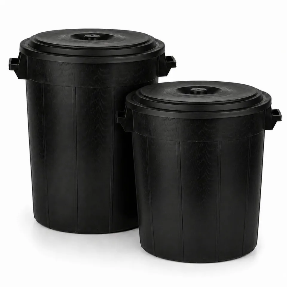 BigDean Universaltonne 70+50 Liter Set Tonne Schwarz mit Deckel