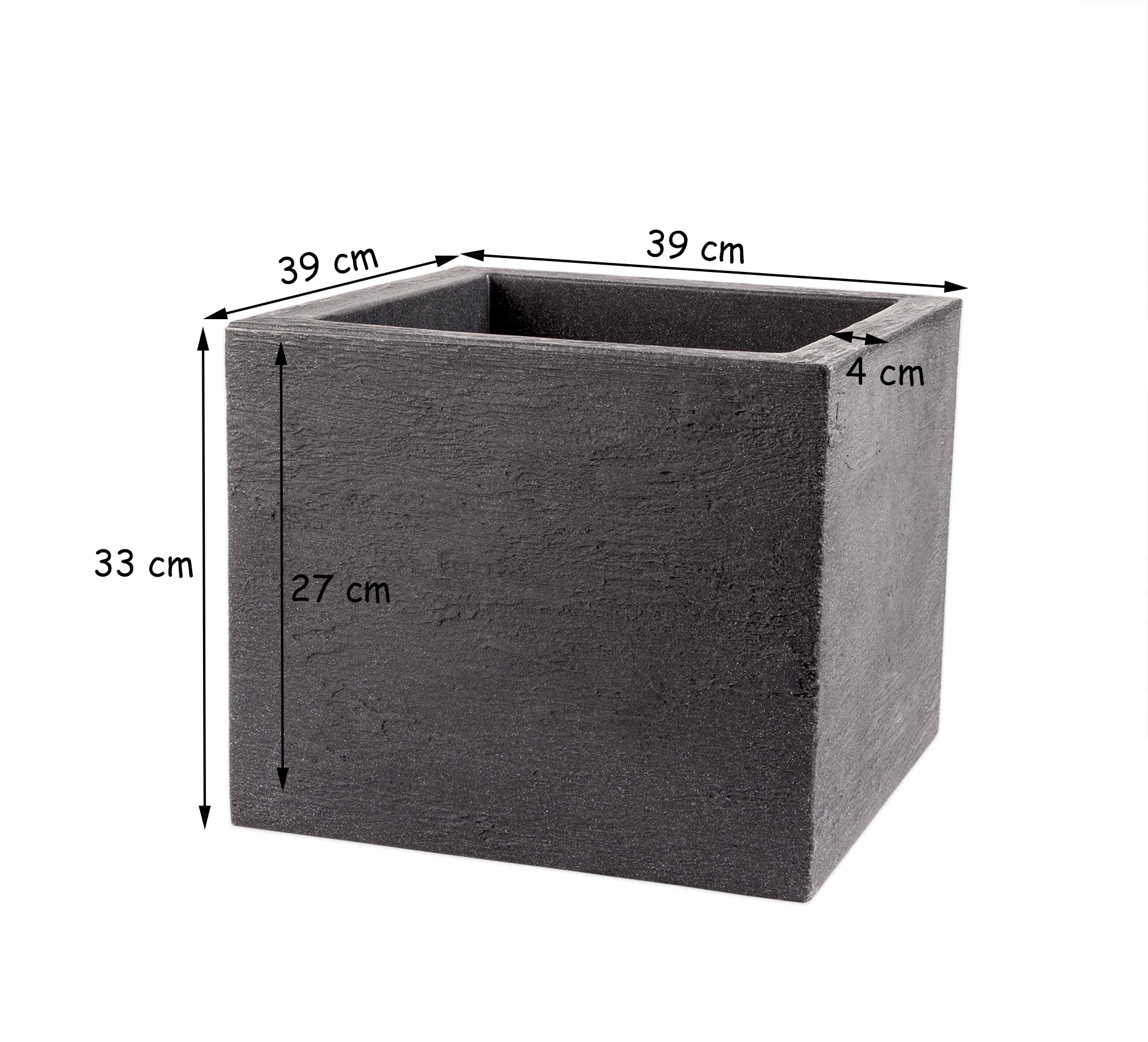 BigDean Garten Pflanzkübel 39x39cm Anthrazit 2er Set Granitoptik