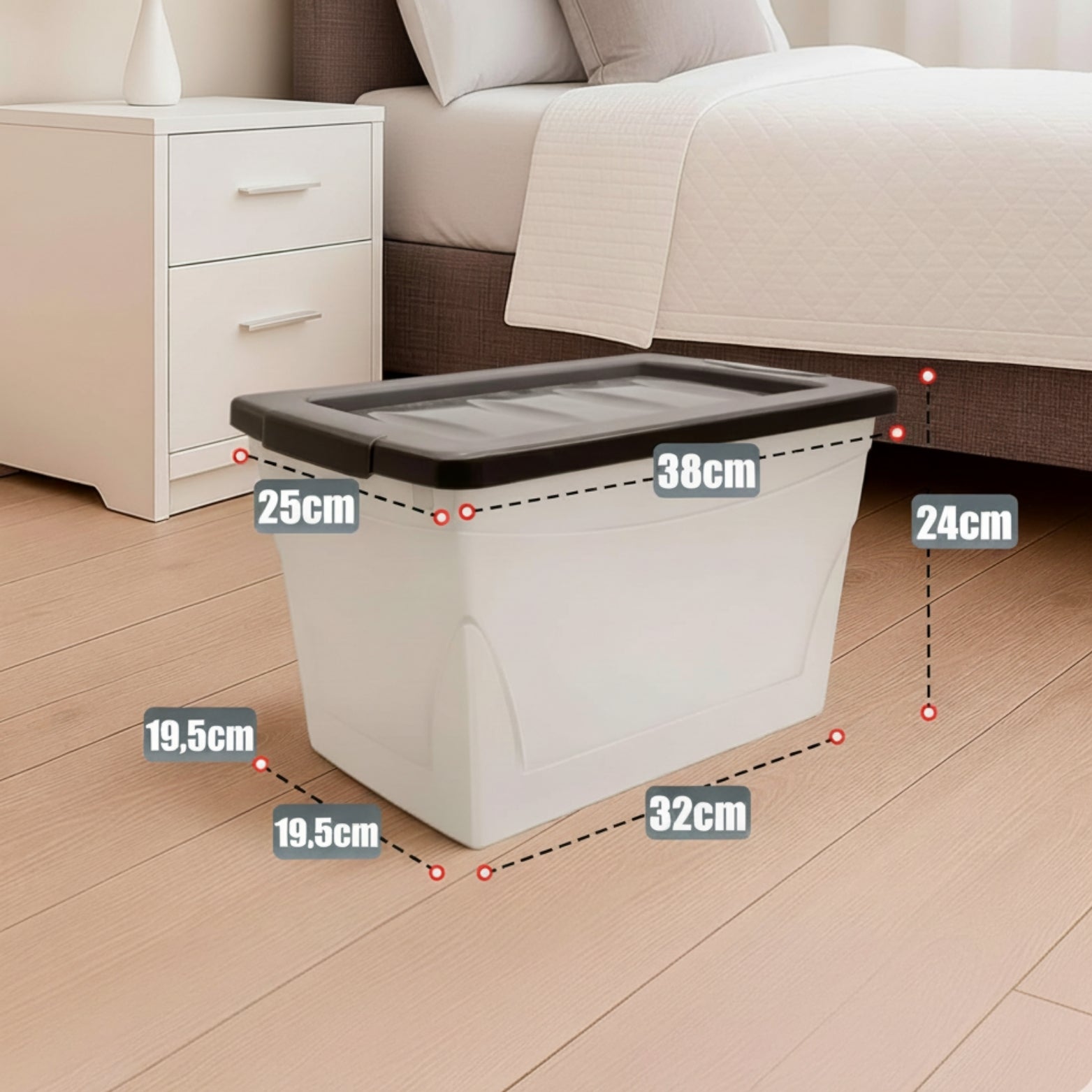 BigDean Aufbewahrungsbox 16 L 3er mit Deckel transparent
