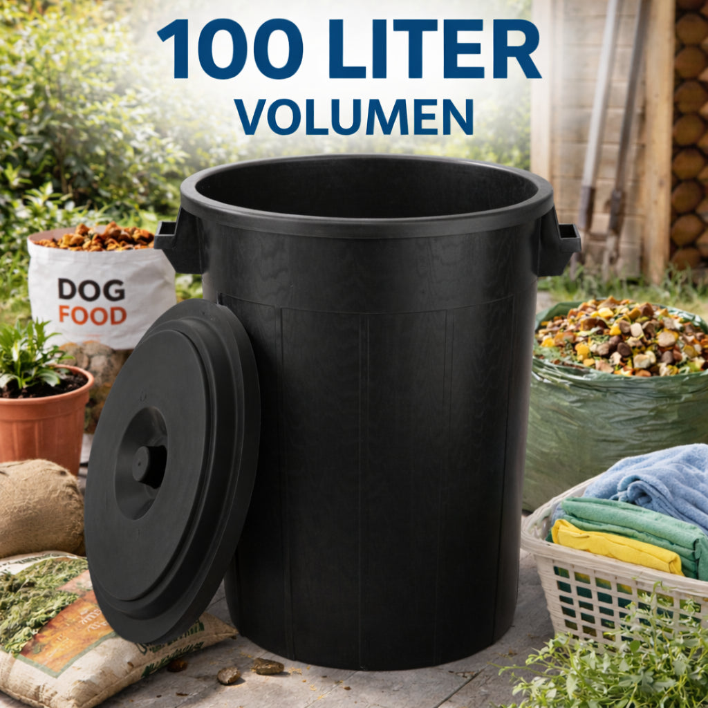 BigDean Universaltonne 100 Liter Tonne Schwarz mit Deckel