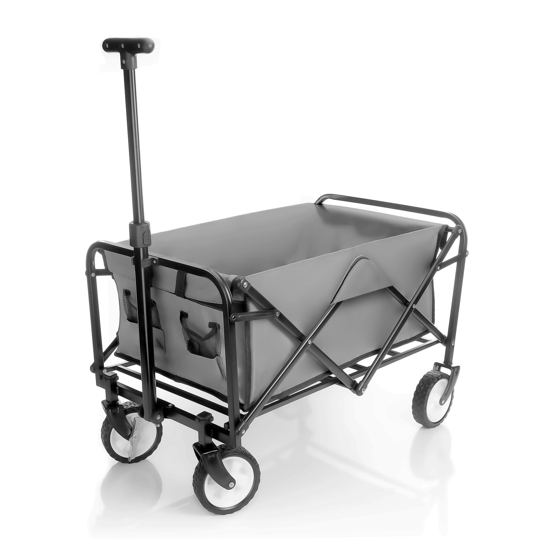 BigDean Garten Bollerwagen faltbar 80kg grau schwarz