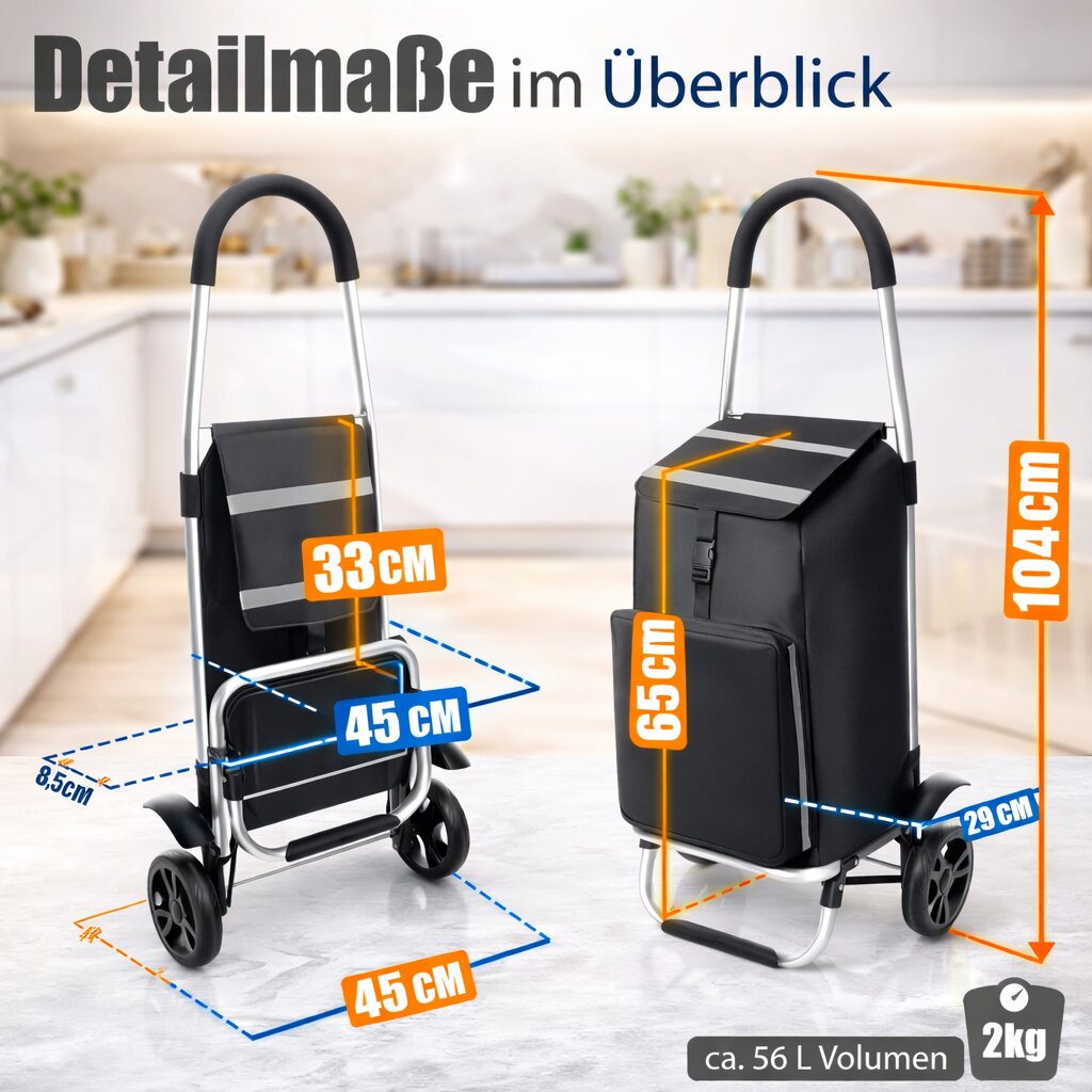 BigDean Einkaufstrolley klappbar 56L Kühlfach Tasche