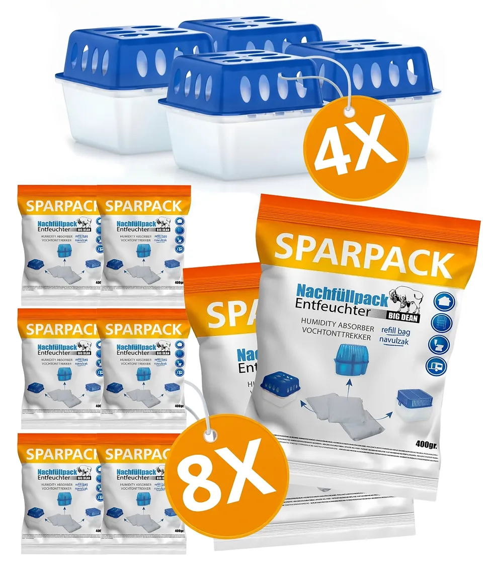 BigDean Bad & Reinigung Luftentfeuchter 4x mit 8x400g Granulat