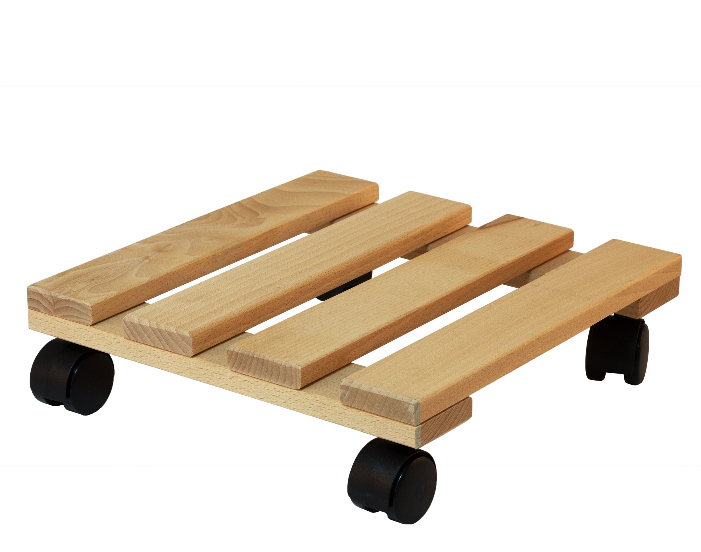 BigDean Pflanzenroller eckig Buchenholz 30x30 cm 4er Set 120 kg