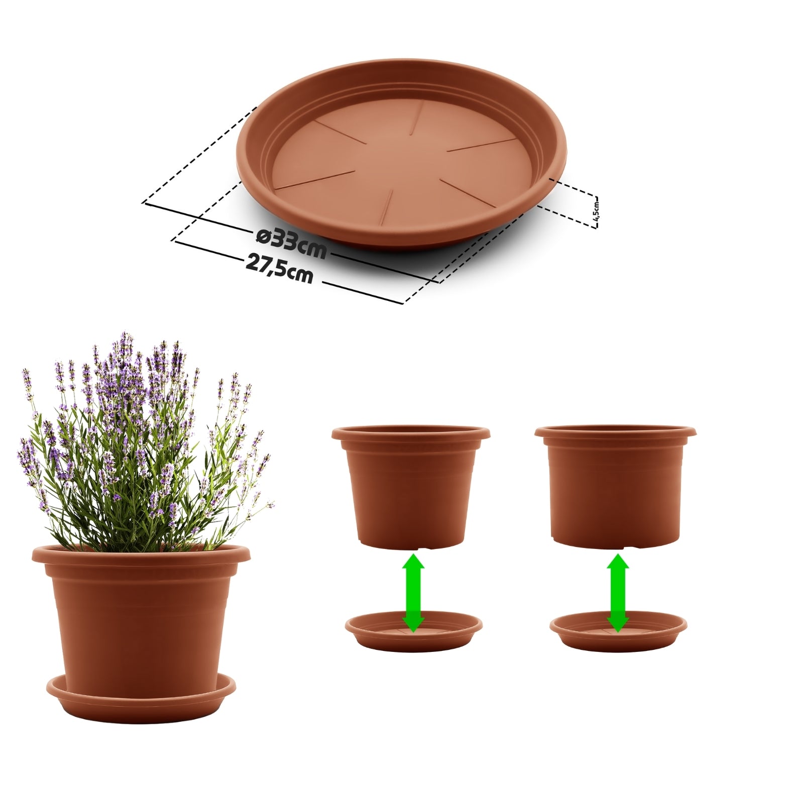 BigDean Garten Blumentopf Untersetzer 33cm terracotta 20er Set