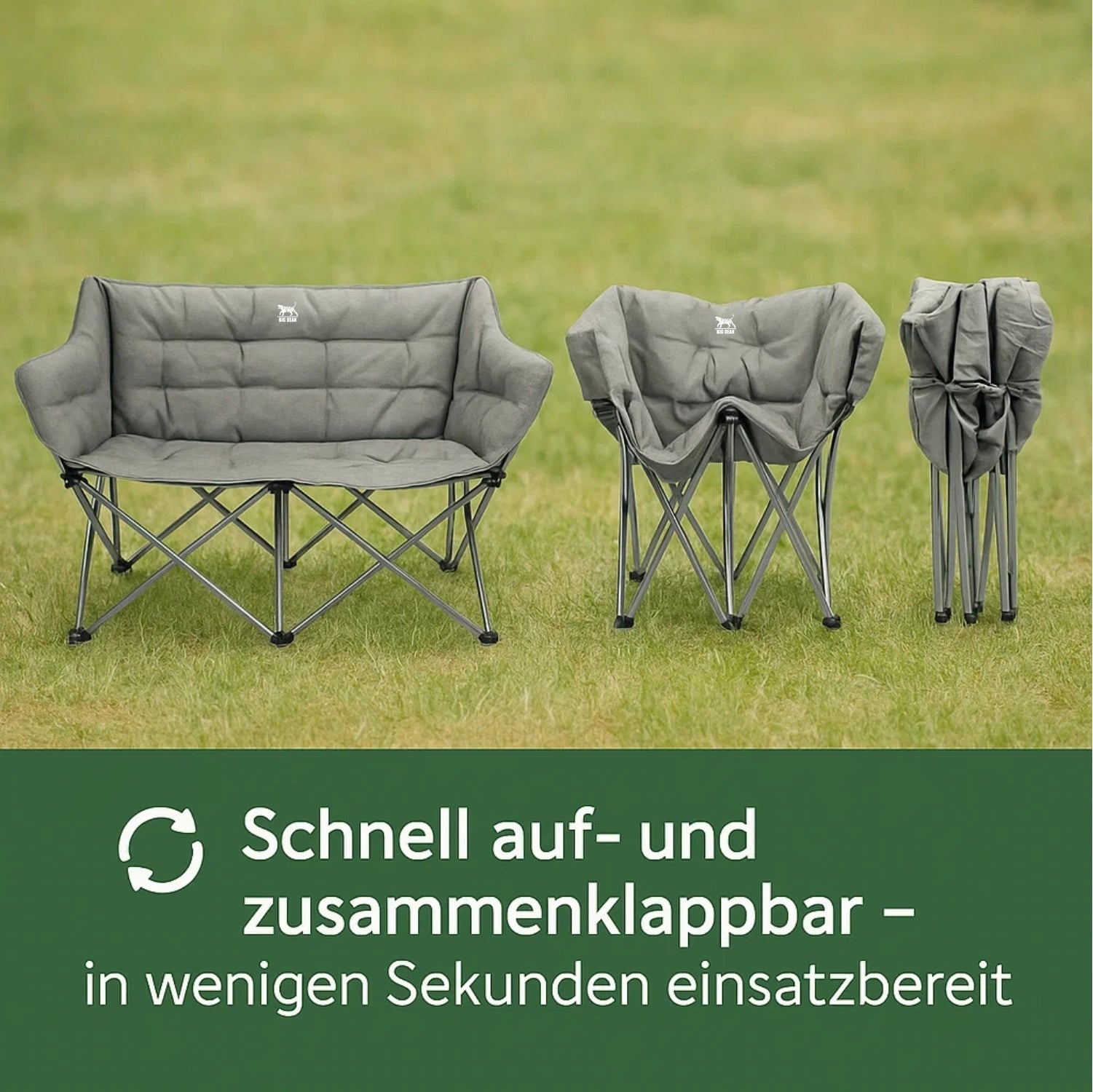 BigDean Campingsofa 2 Personen faltbar 300 kg Campingstuhl