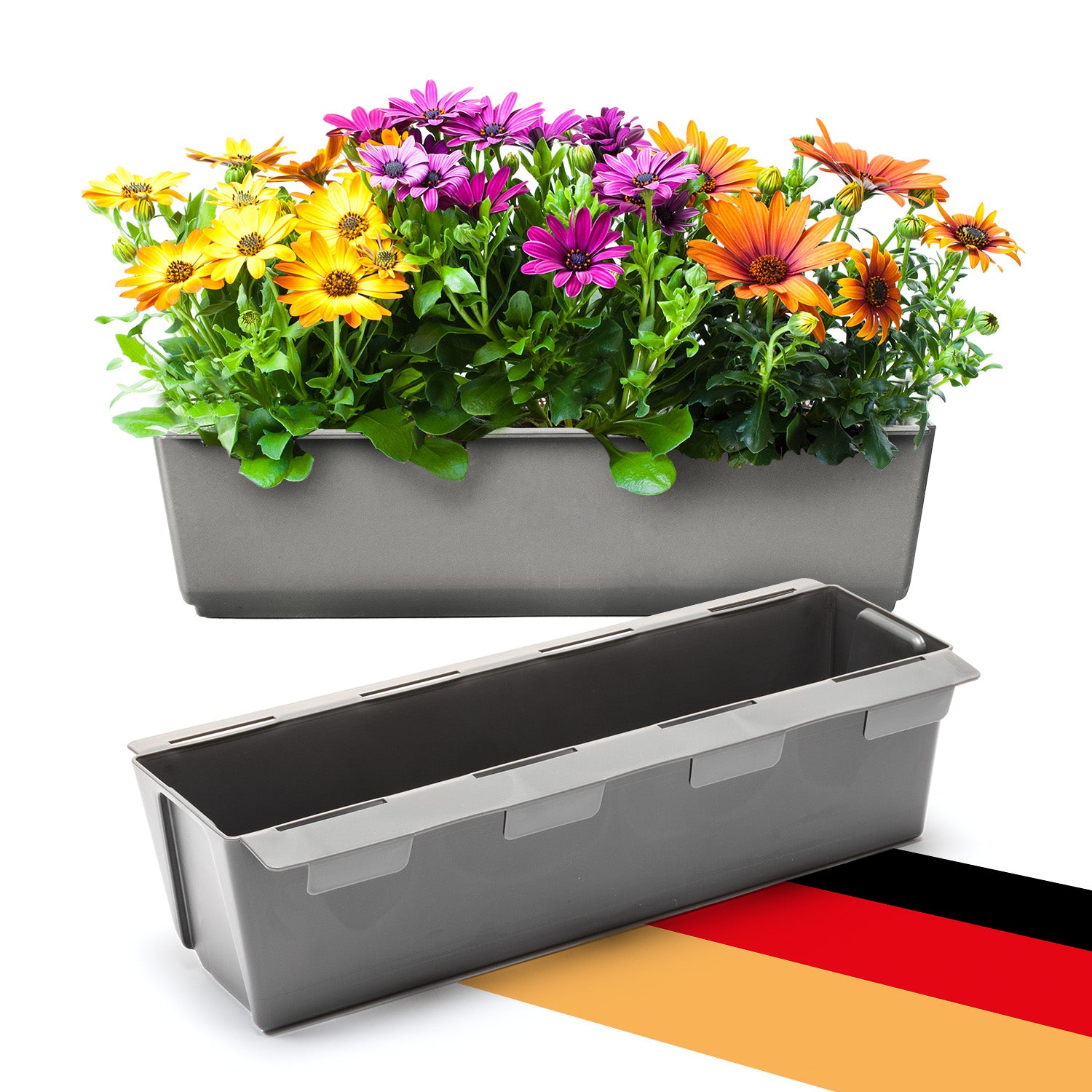 BigDean Paletten Blumenkasten 37cm Beton-Grau 2er Set wetterfest