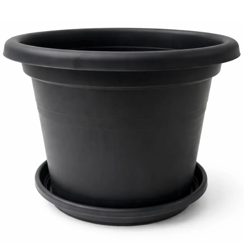 BigDean Garten Blumentopf ø40cm mit Untersetzer anthrazit 1 Stk