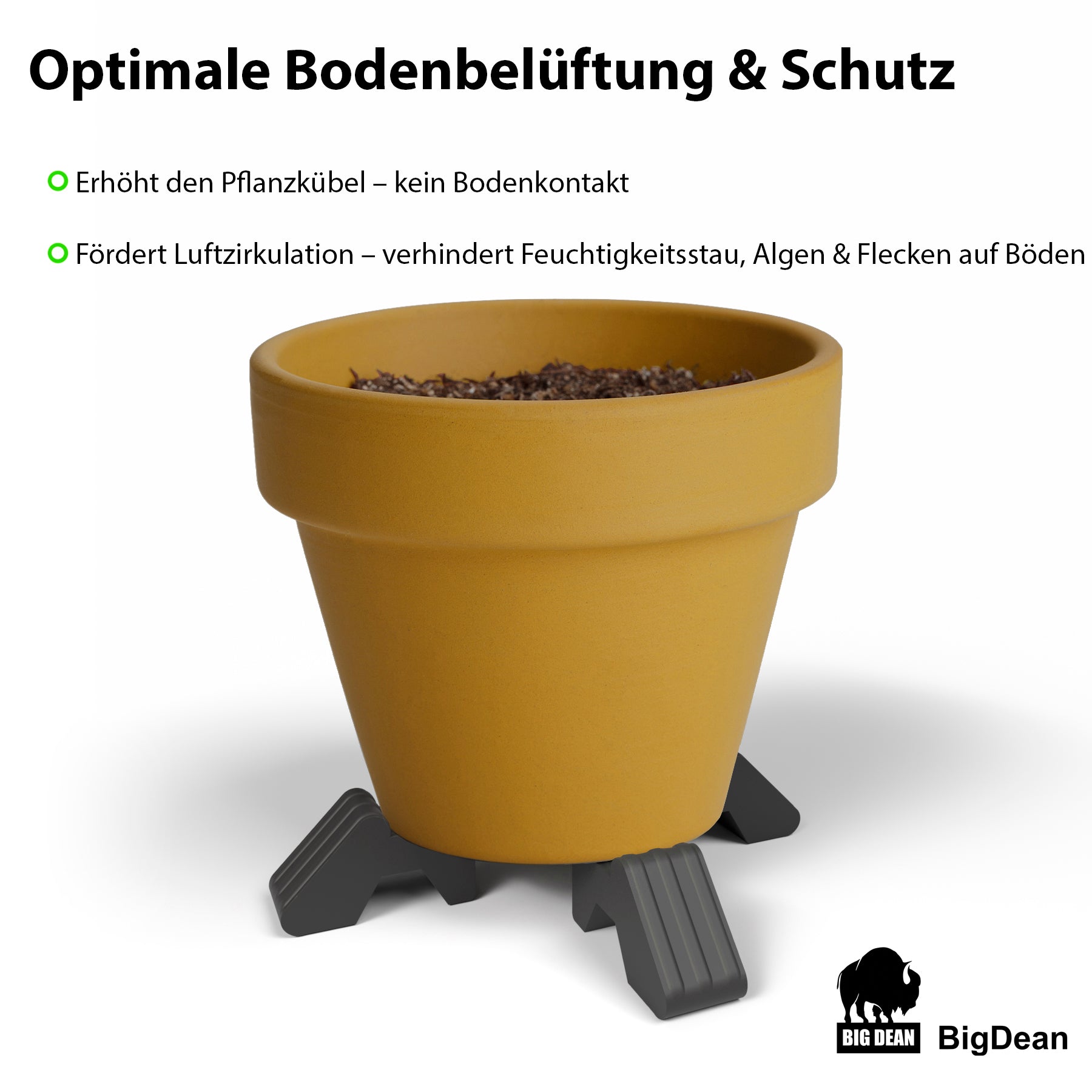 BigDean Küche Blumentopf-Füßchen anthrazit 8er wetterfest