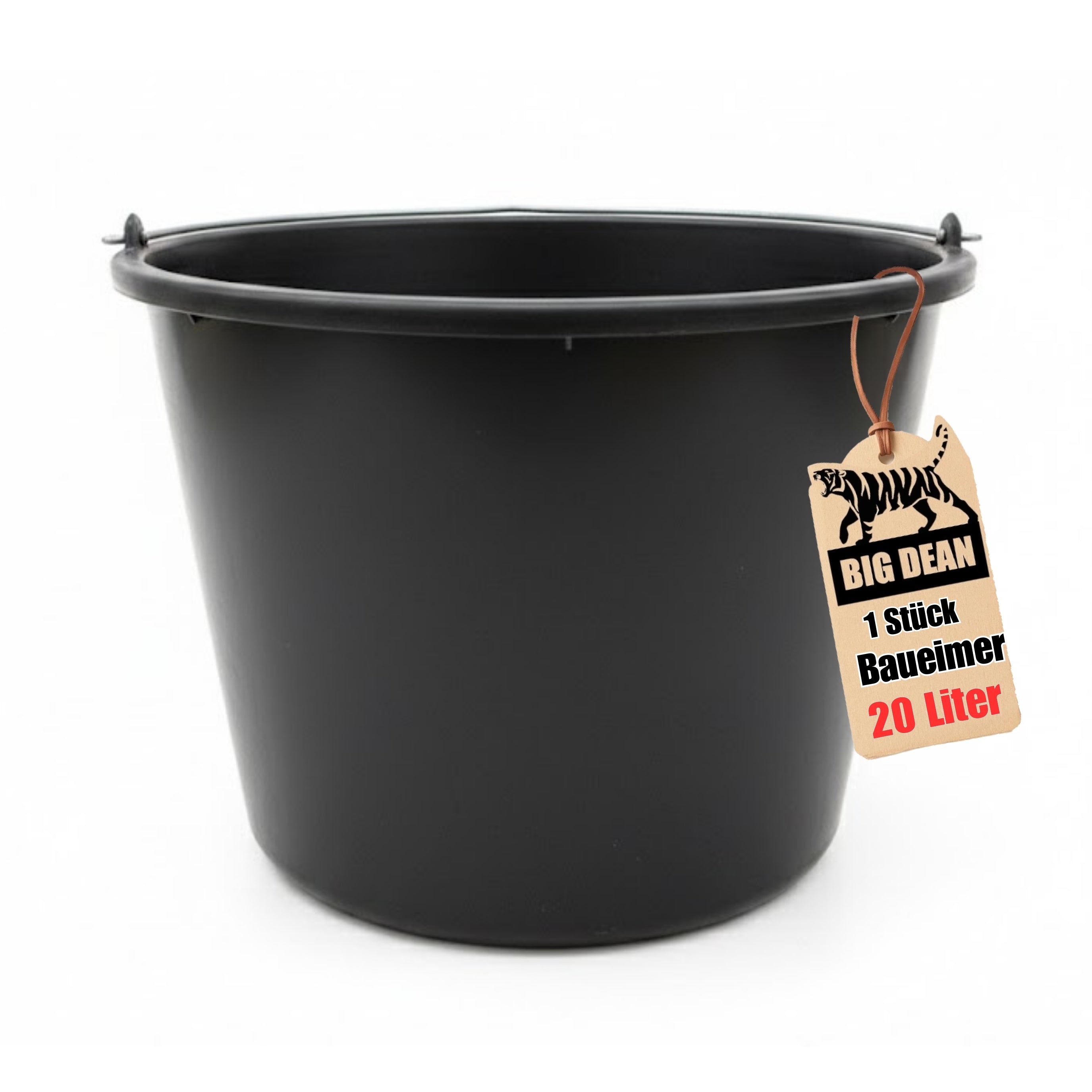 BigDean Haushalt & Alltag Baueimer 20 Liter Schwarz mit Skala