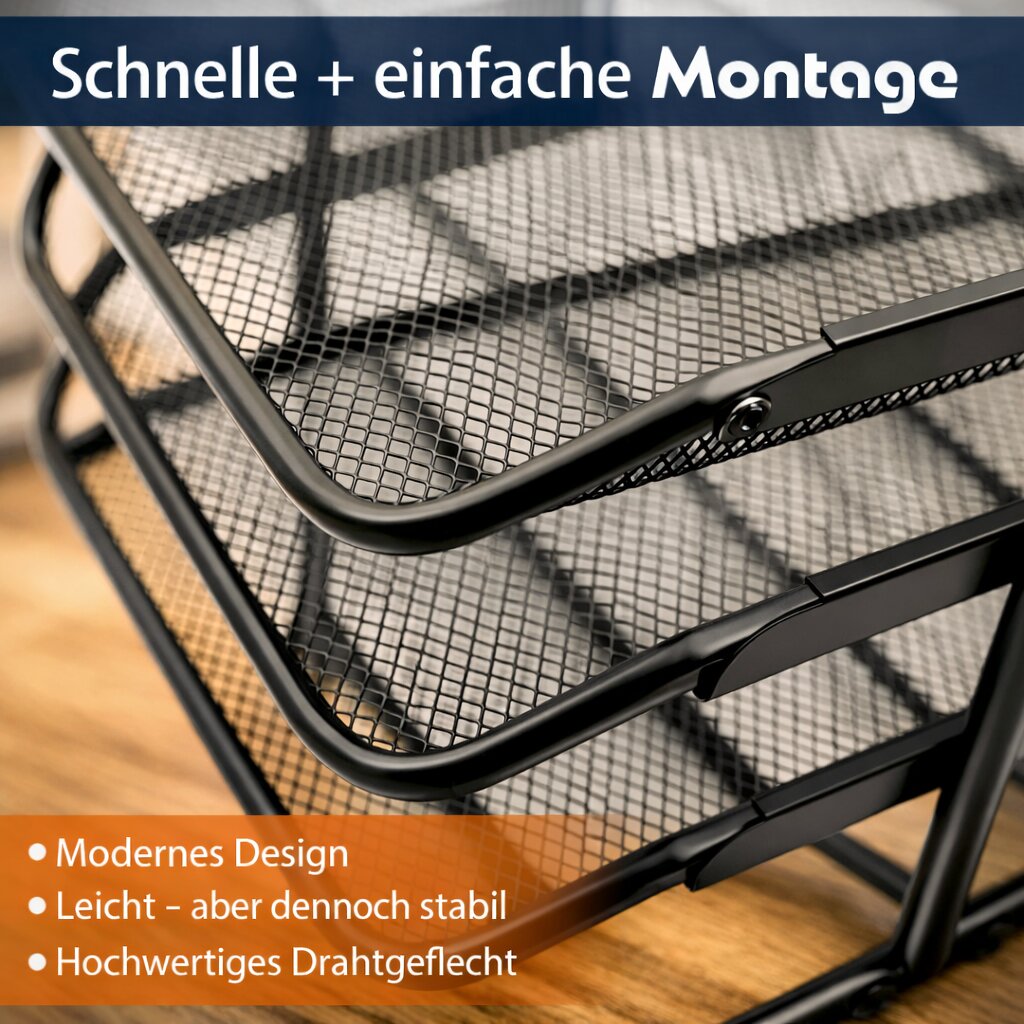 BigDean Büro Dokumentenablage Metall A4 3 Fächer Schwarz