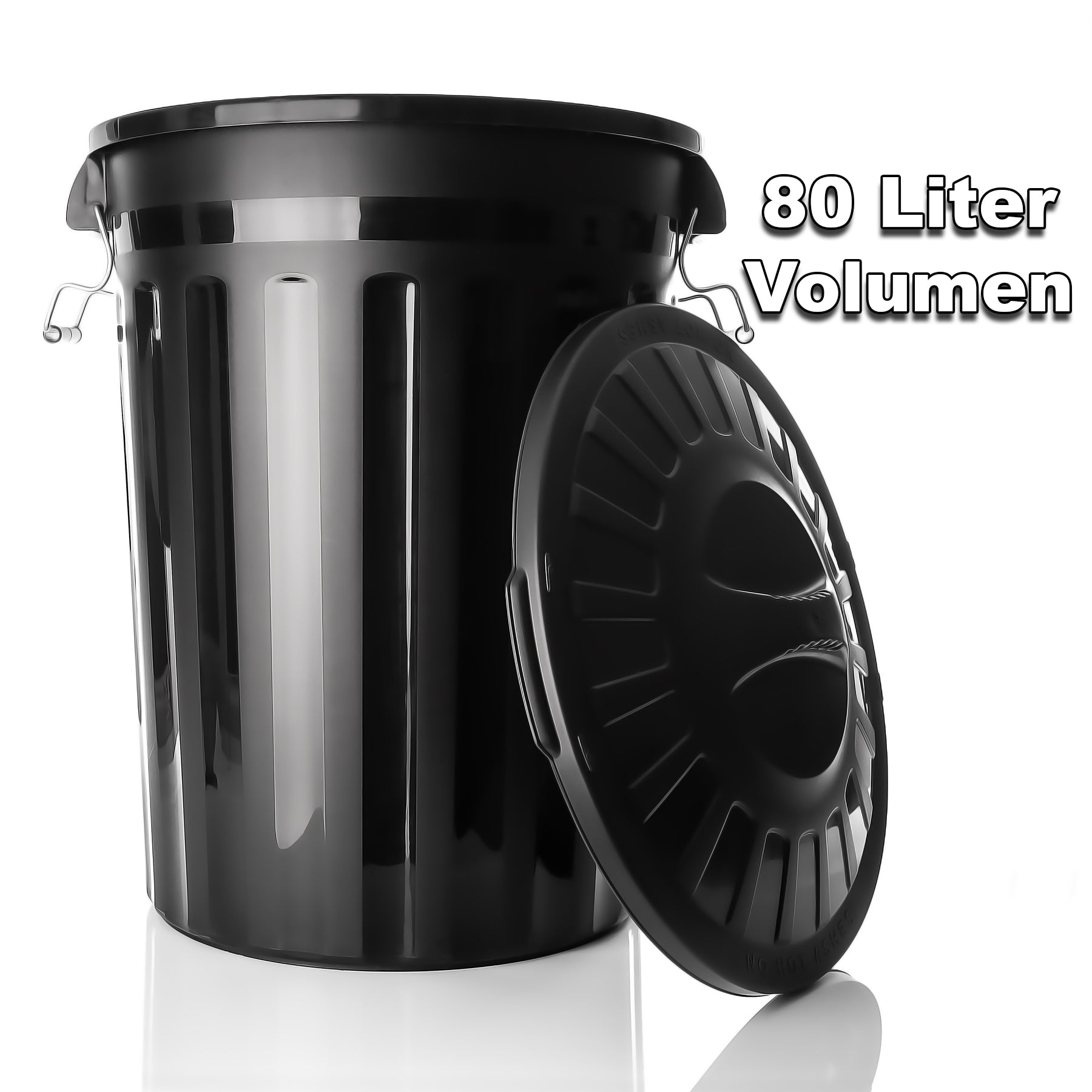 BigDean Universaltonne 80L 2er Set Mülltonne mit Deckel Schwarz