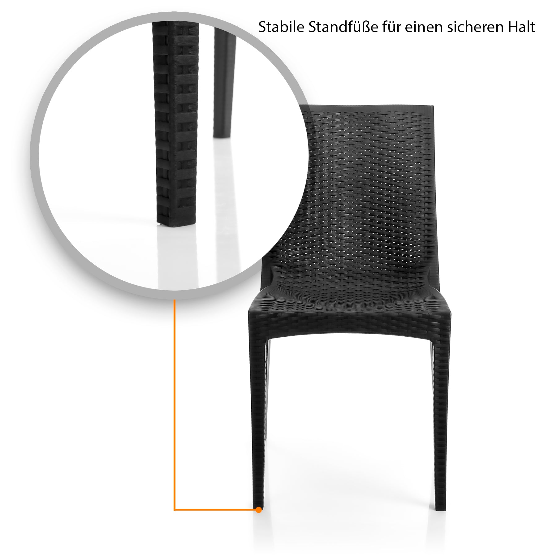 BigDean Dalia Gartenstuhl Rattan-Optik Anthrazit 2er Set 110 kg
