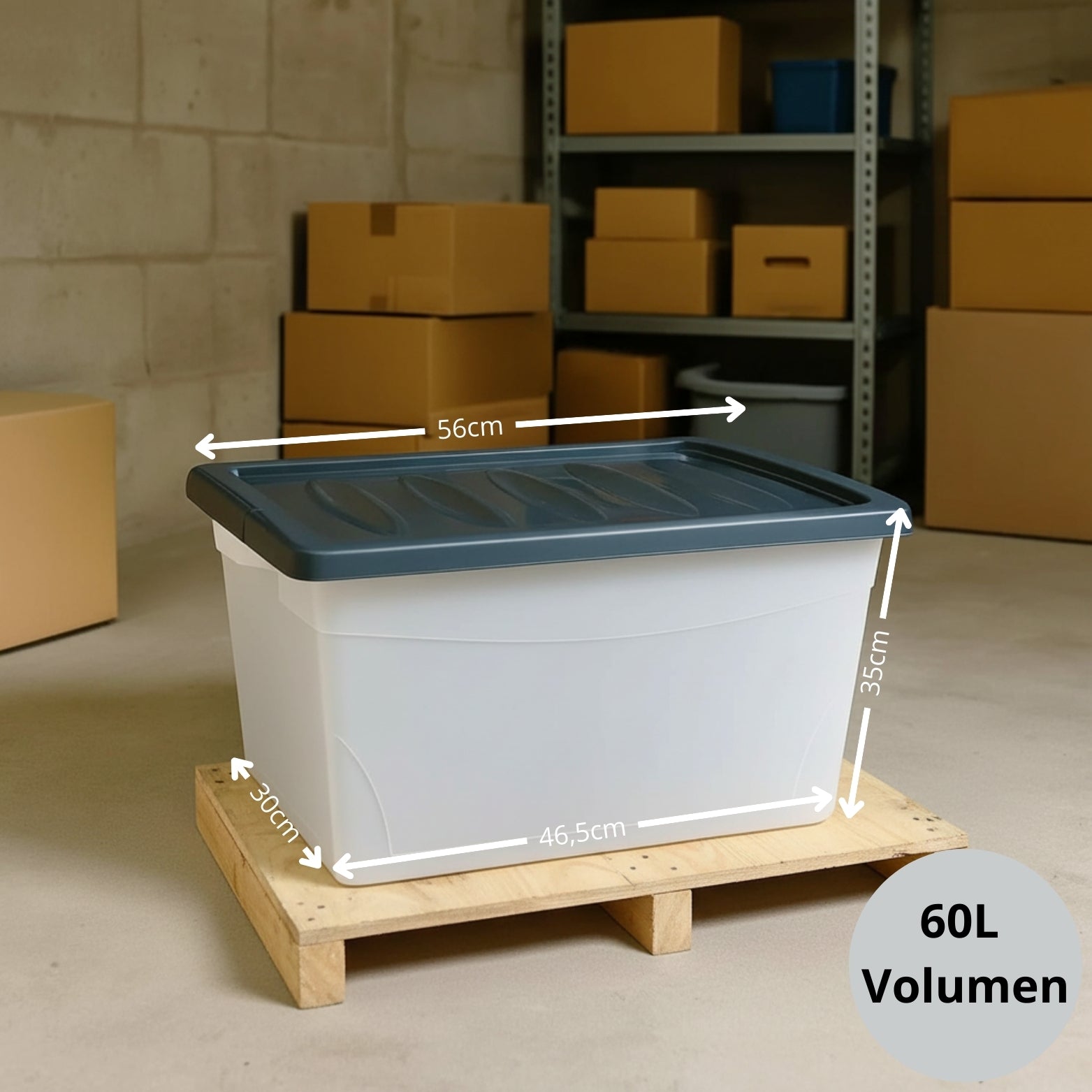 BigDean Budget Line Aufbewahrungsbox 60 L transparent 3er Set