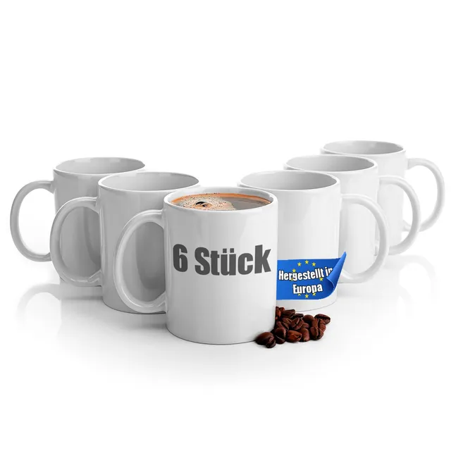 BigDean Küche & Vorrat Kaffeebecher weiß 300ml 6er Porzellan