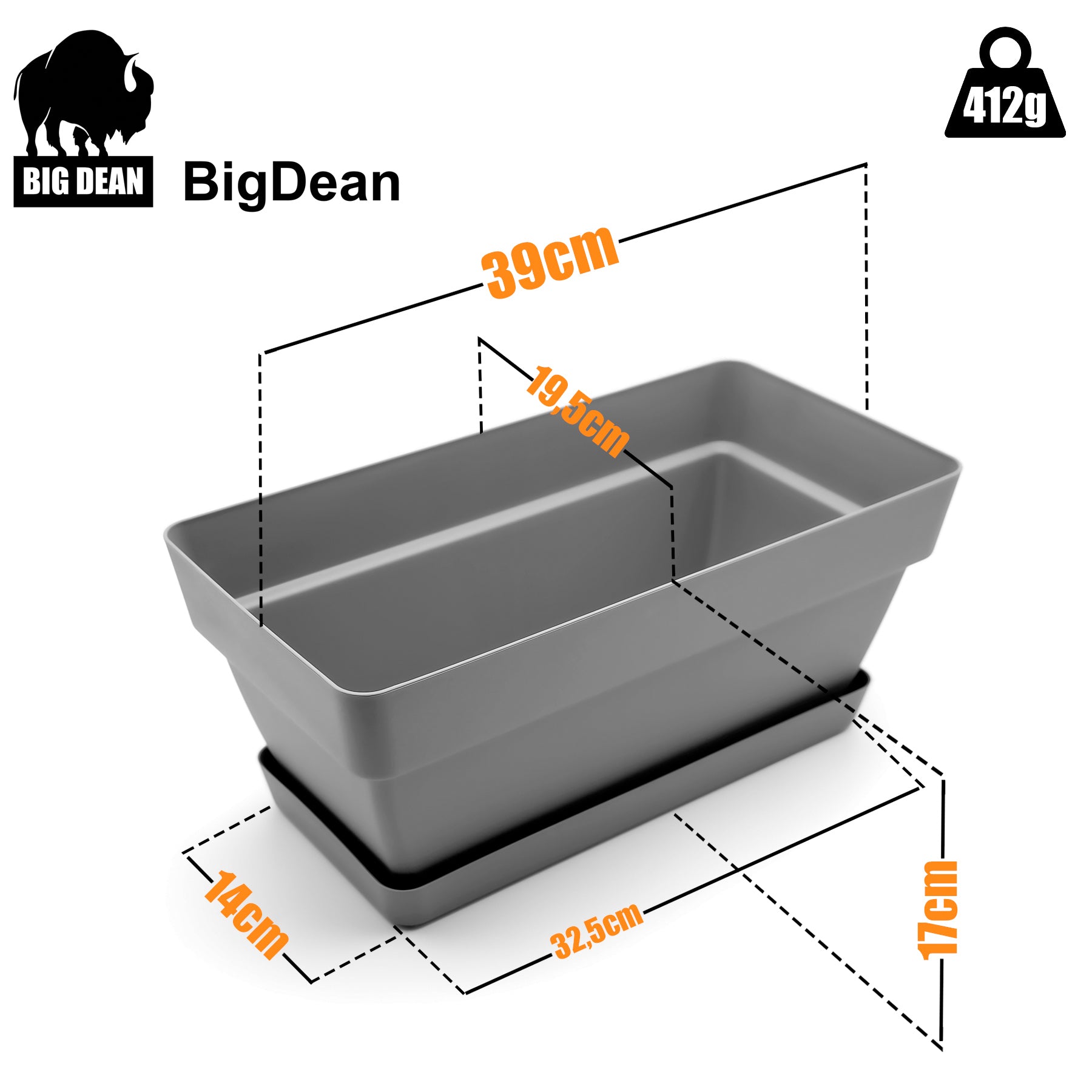BigDean Balkonkasten 40cm 3er Anthrazit Kunststoff