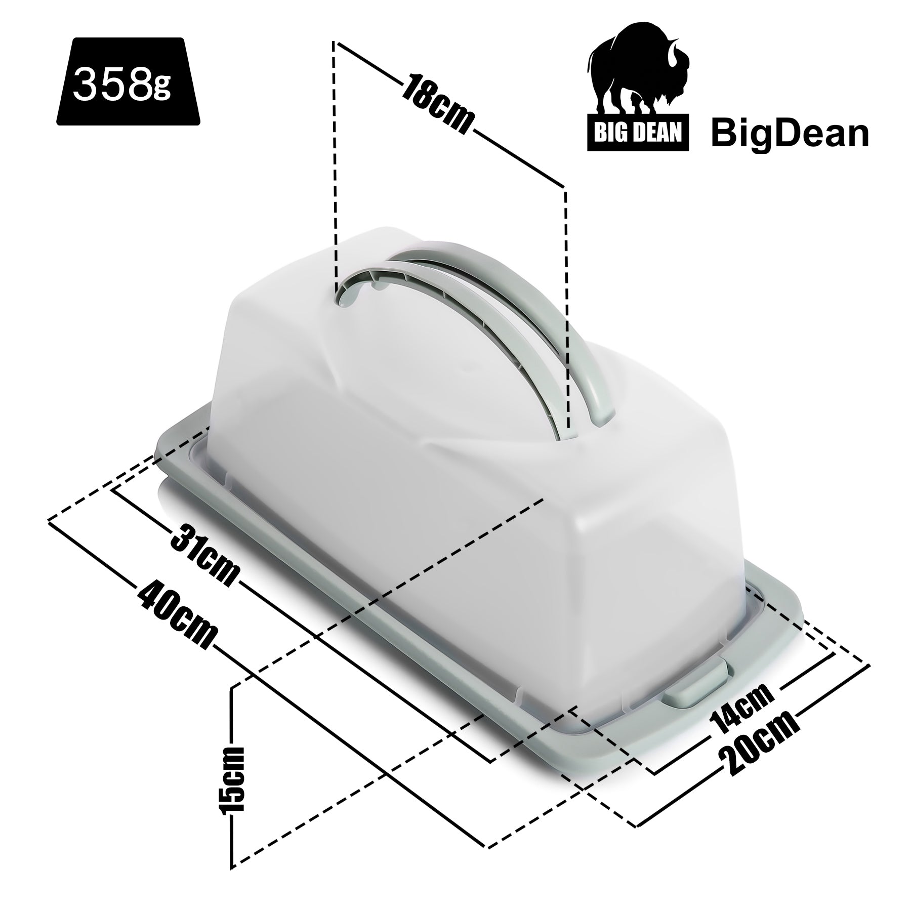 BigDean Kuchen Transportbox Rechteckig Pastell Grün