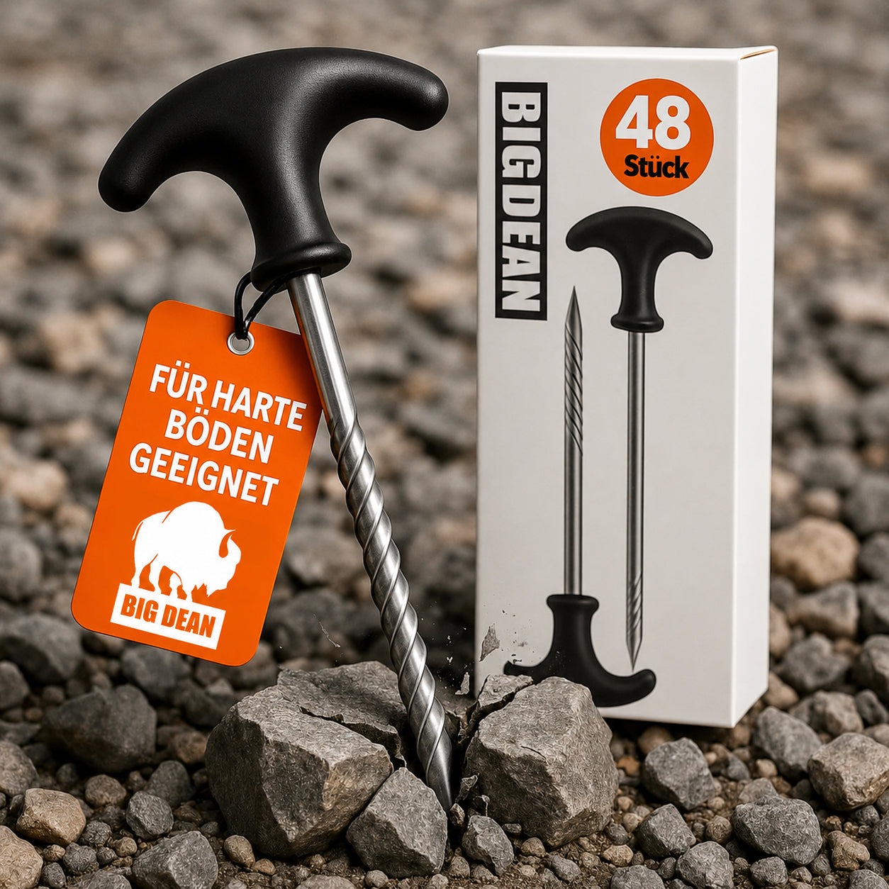 BigDean Garten Heringe Stahl 48 Stück T-Griff 21,4cm