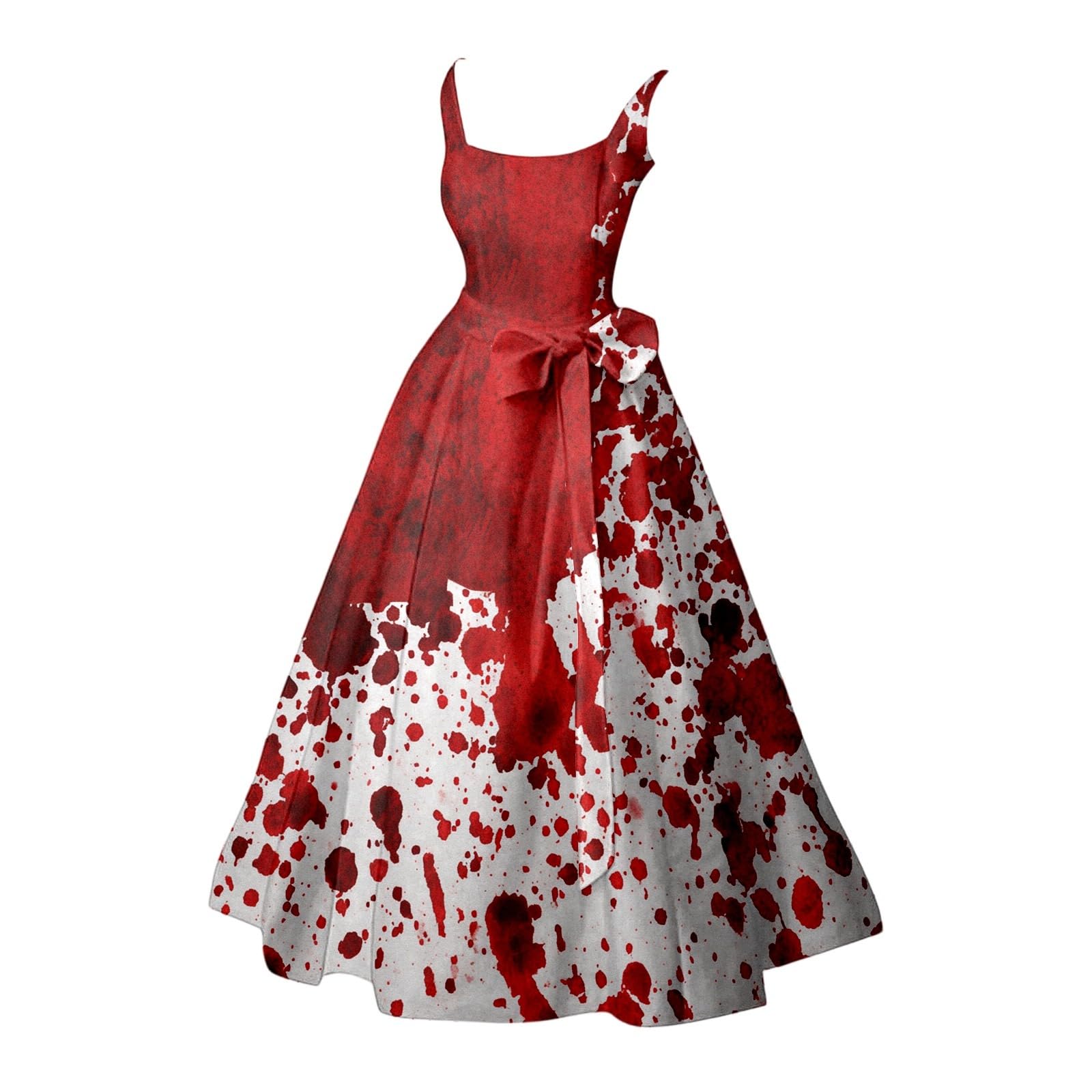 Luadnysin Halloween Kleid Damen A001 Rot Horror Braut