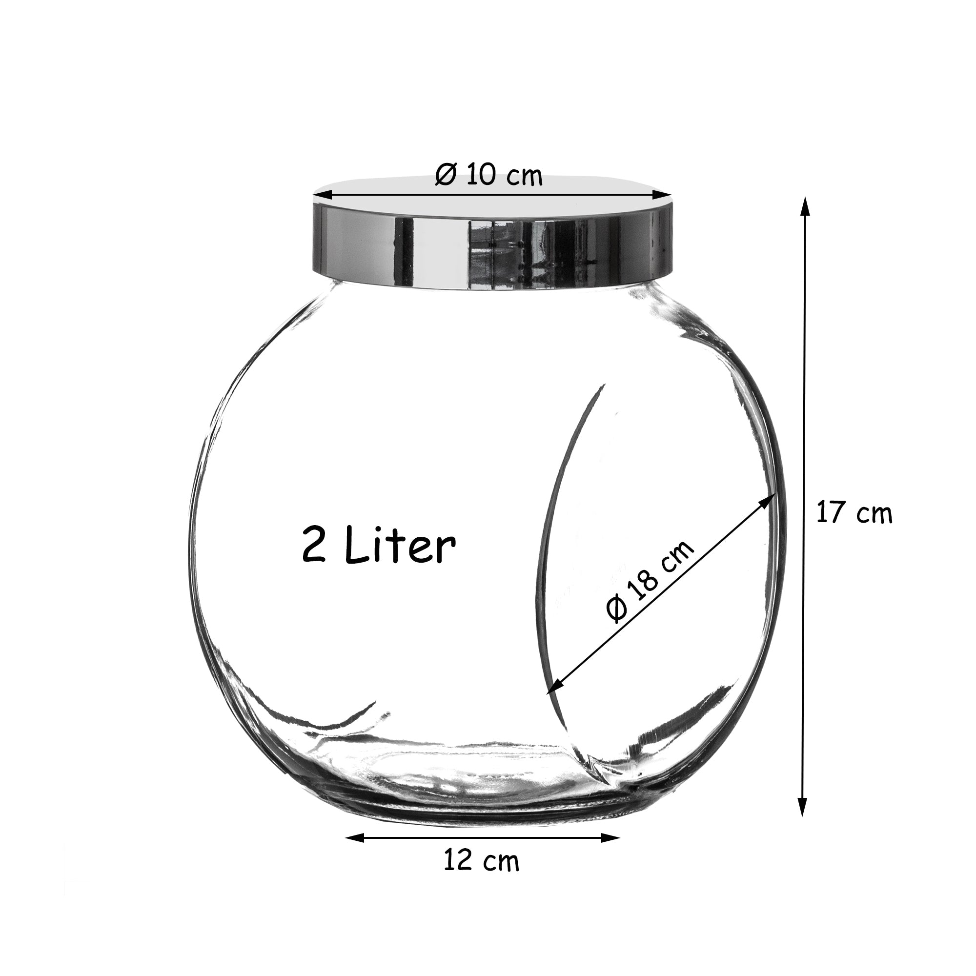 BigDean Küche & Vorrat Bonbonglas 2 Liter 3er Set mit Deckel