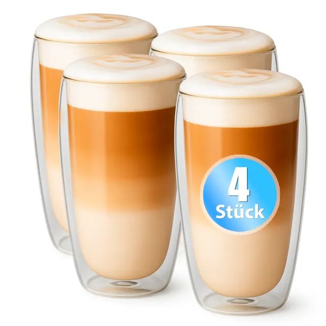 BigDean Küche Latte Macchiato Gläser 350ml 4er doppelwandig