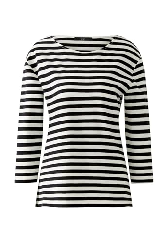 Oui SOLEILA Damen T-Shirt Gr.42 gestreift Baumwolle Black