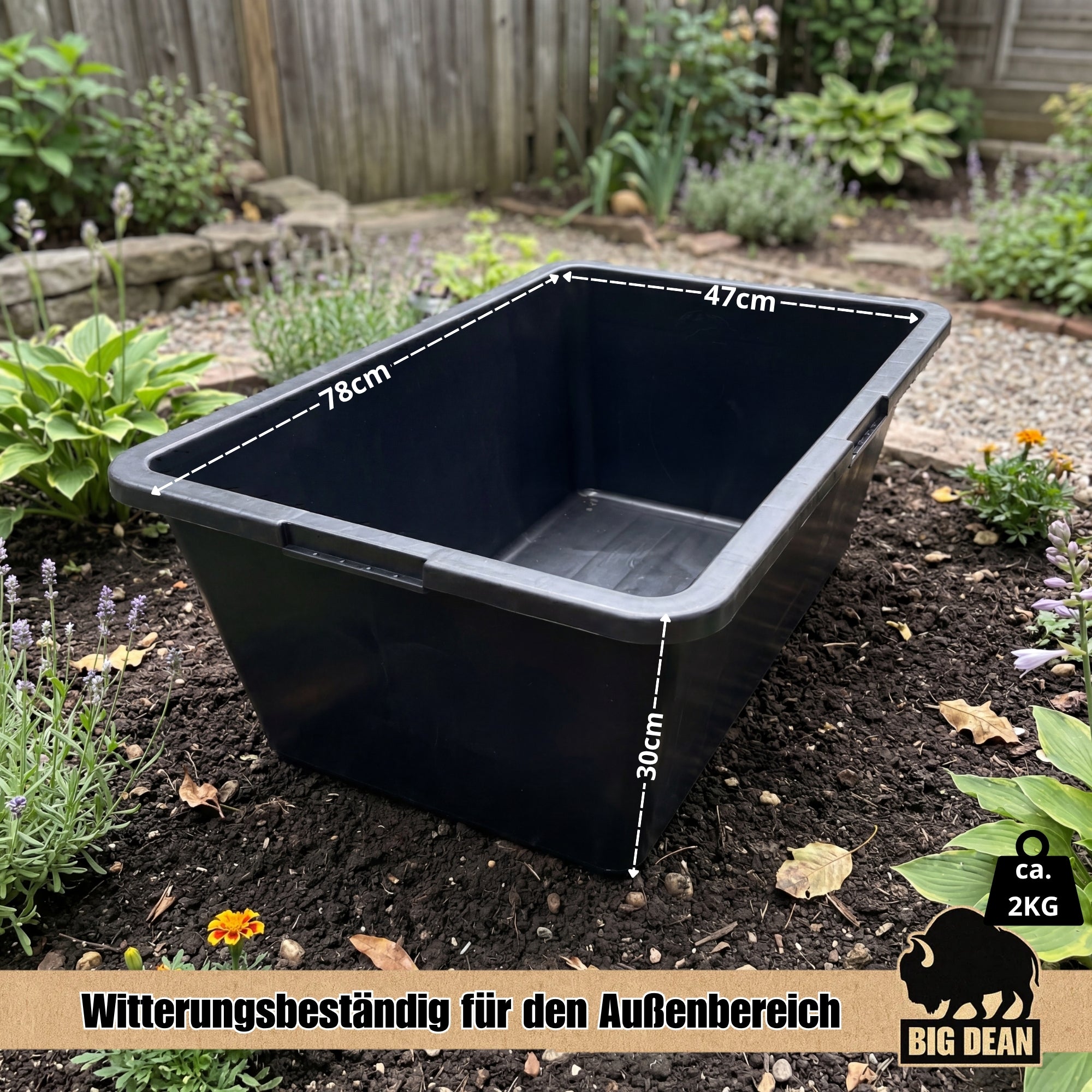 BigDean Mörtelwanne 80L eckig 78x47x30 3 Stück stabil