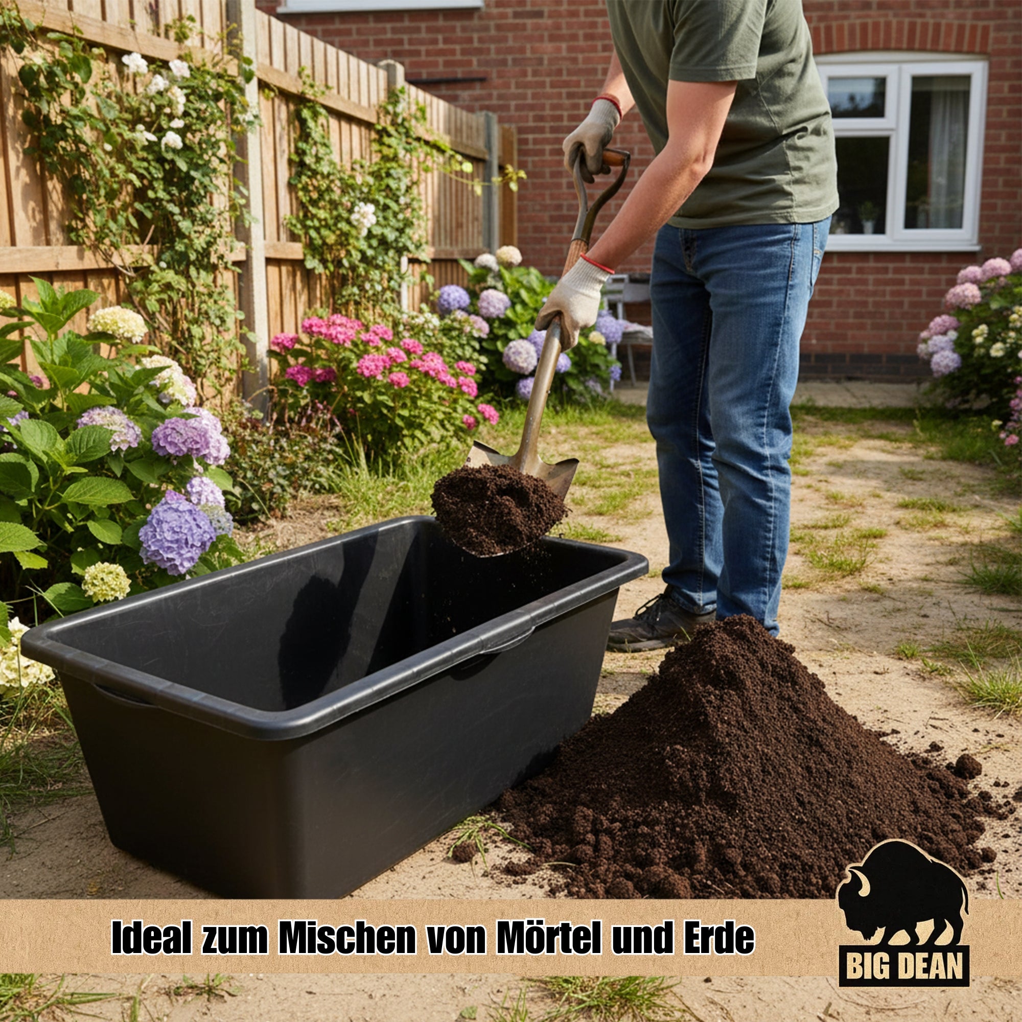 BigDean Werkzeug Mörtelkübel 90 Liter Eckig Robust