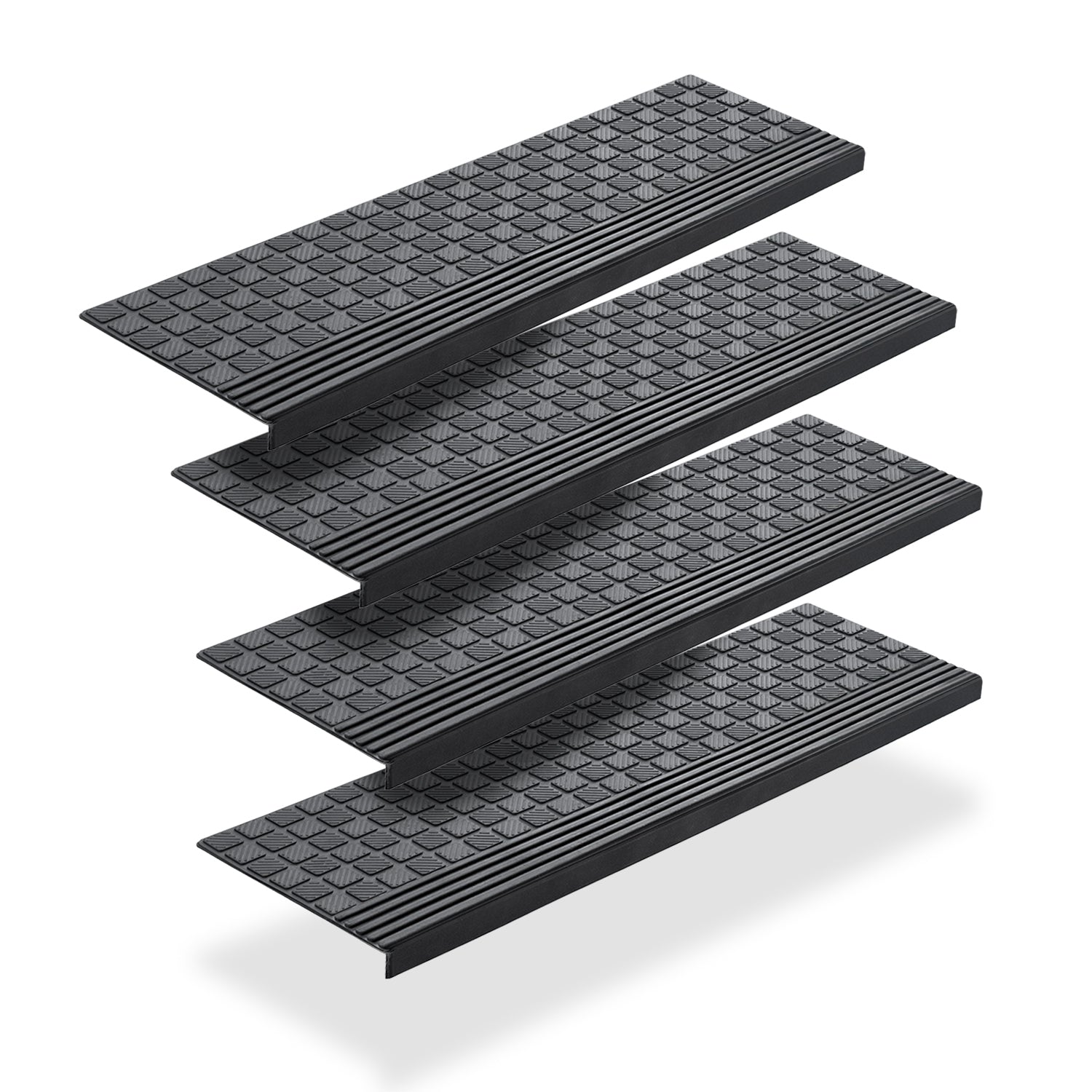 BigDean Haushalt Stufenmatten Gummi 65x25cm 4er Set schwarz