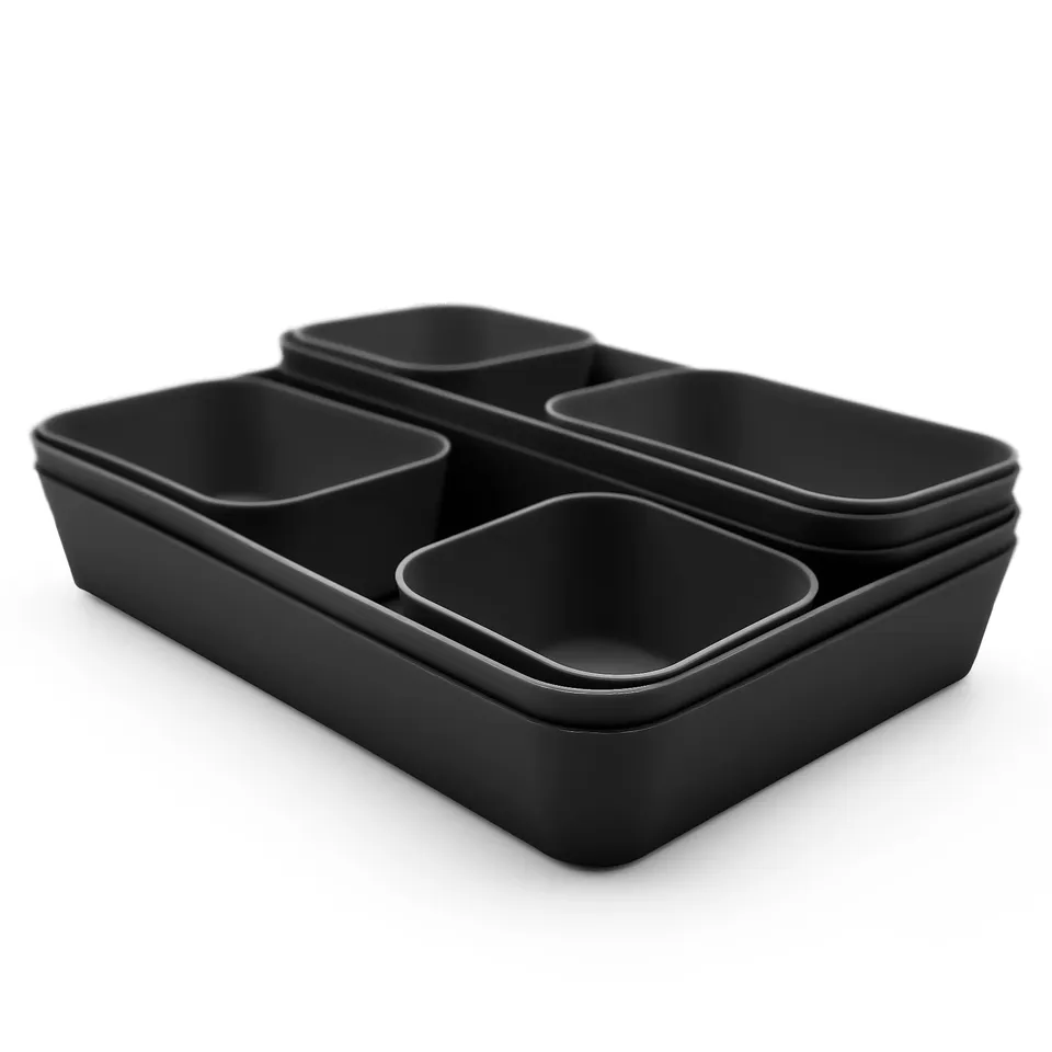 BigDean Schubladen Organizer 8-teilig schwarz PP-Kunststoff
