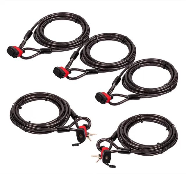 BigDean Haushalt Schlaufenkabel 5m Stahlseil 10mm 5er Set mit Schloss