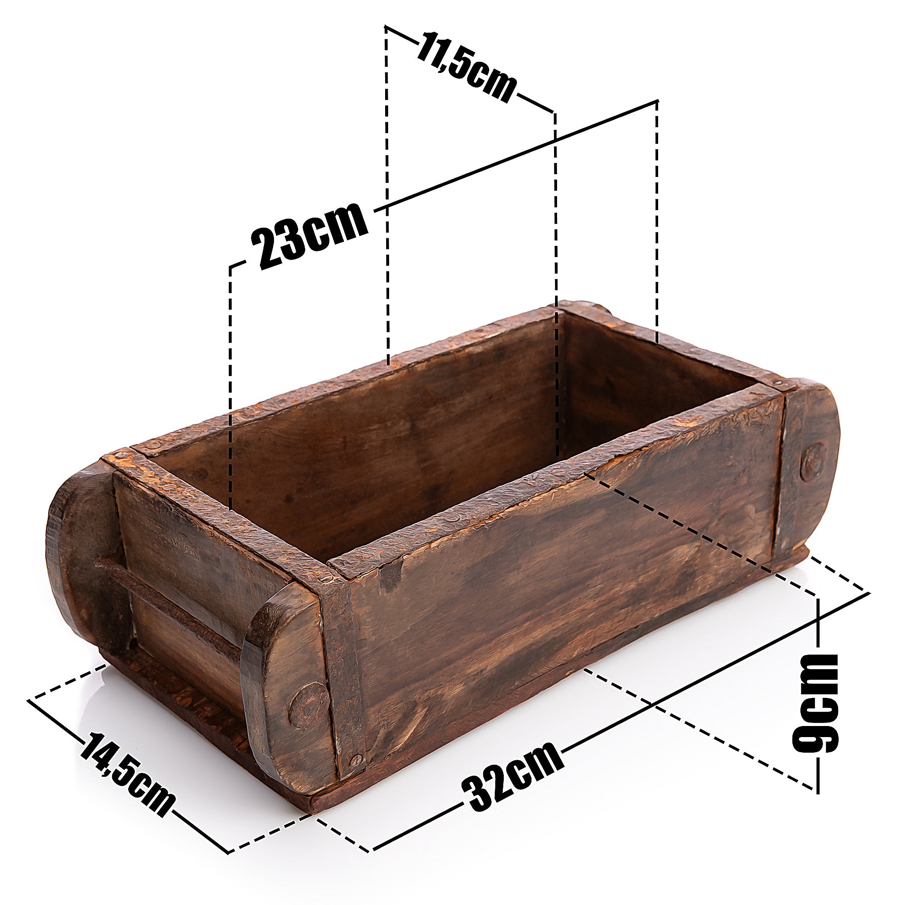 BigDean Ziegelform Holzbox 32x14,5x9 cm braun 2 Stück