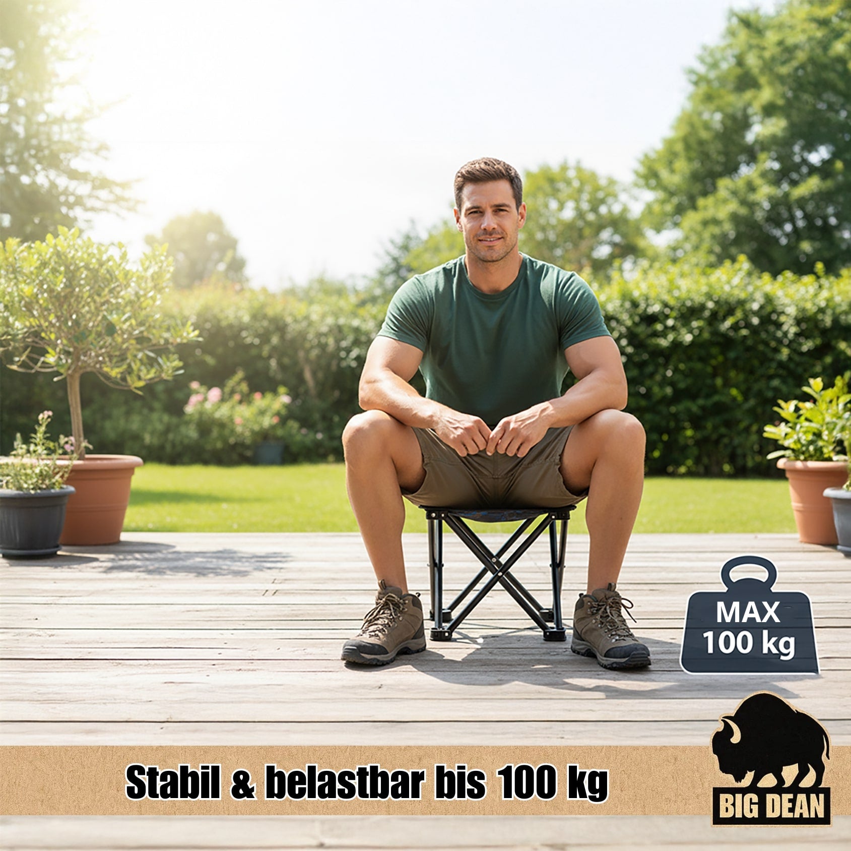 BigDean Camping Hocker 23cm Dreibein 100kg faltbar