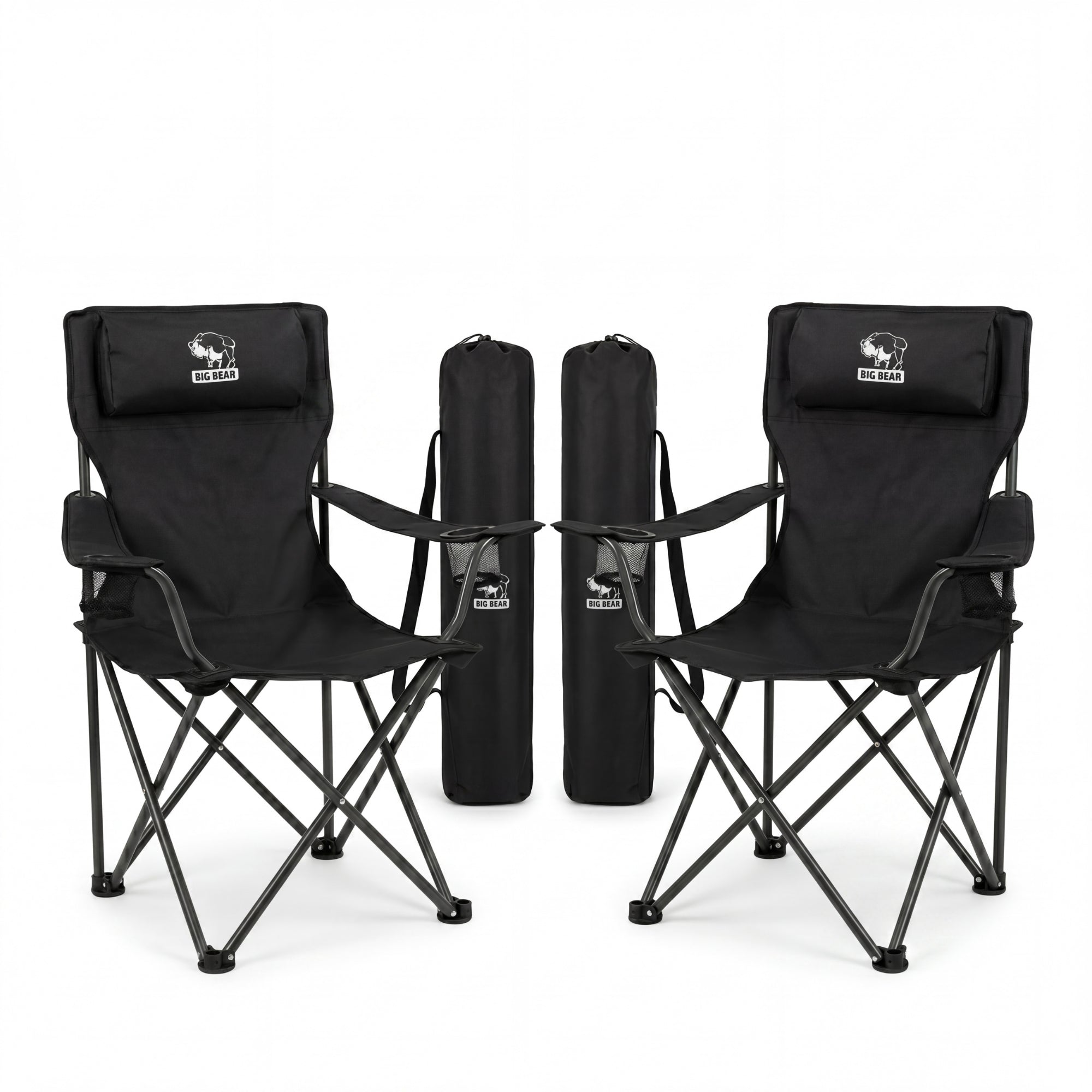 BigDean Garten Campingstuhl XXL 150 kg 2er Set mit Halter