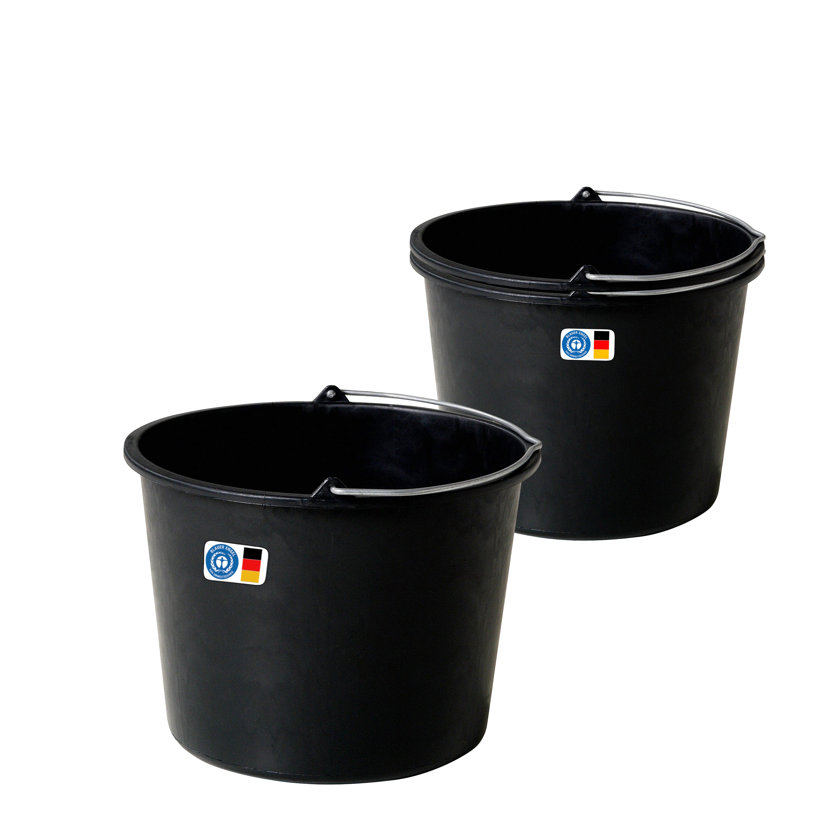 BigDean Baueimer 12 L Schwarz mit Skala 3er Set
