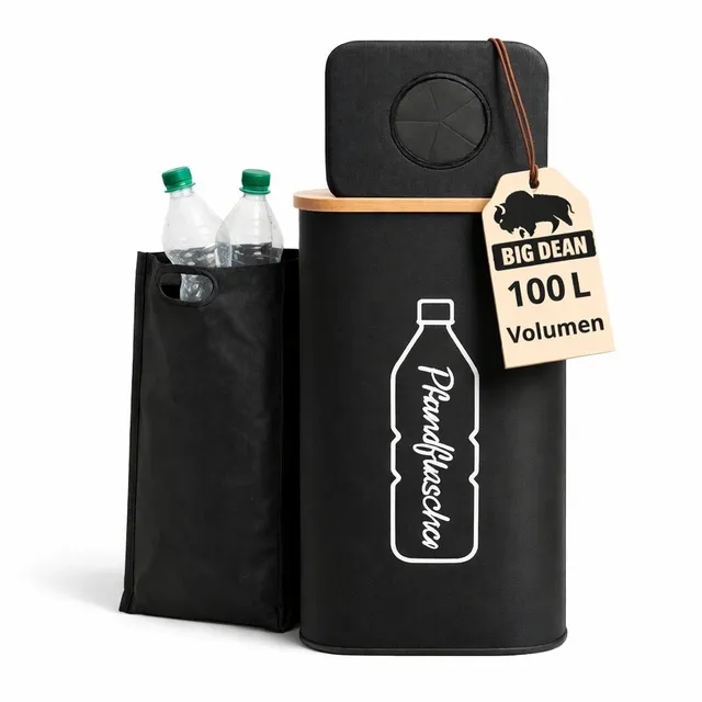 BigDean Pfandflaschen Sammelbehälter 100L schwarz 30-40 Flaschen