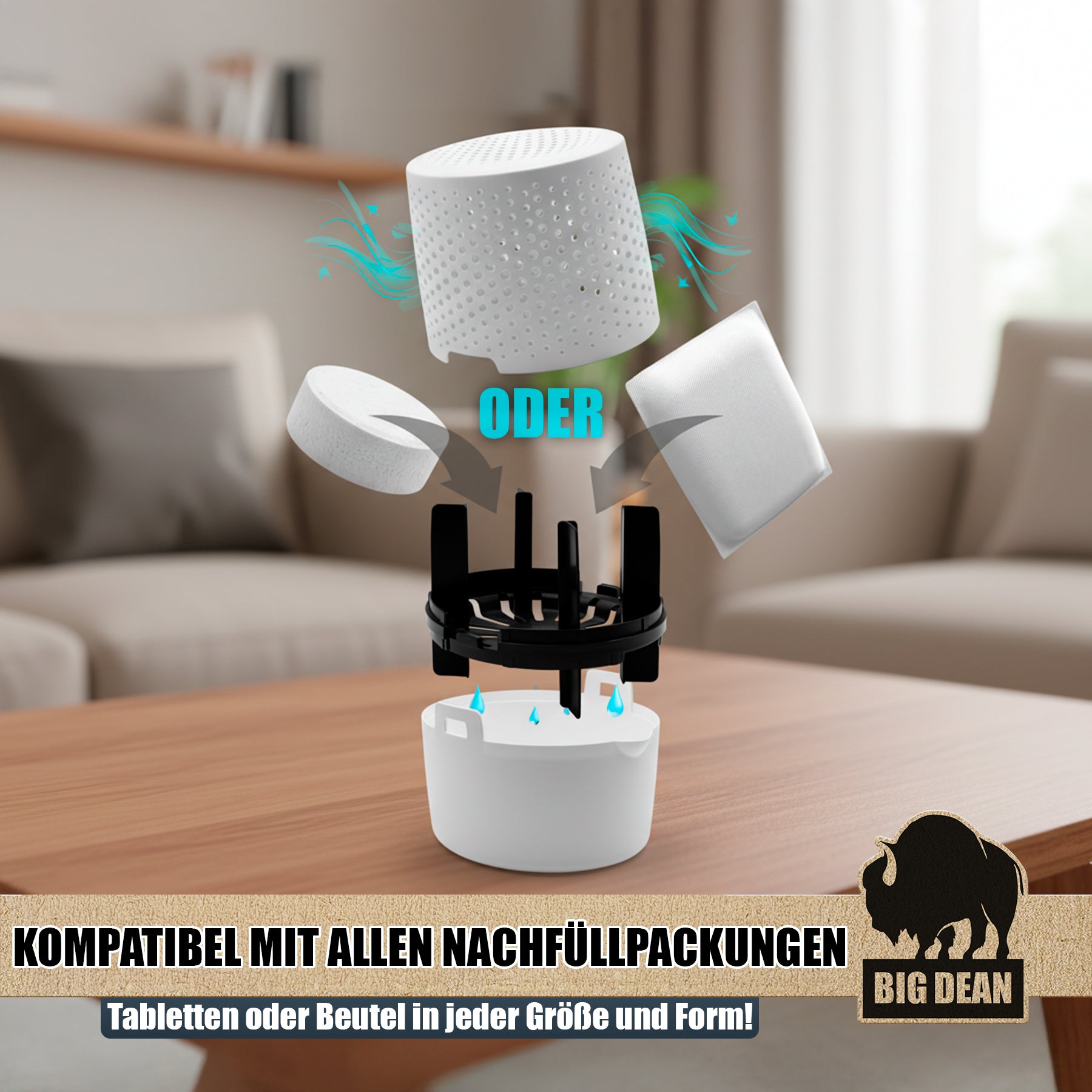 BigDean Bad Luftentfeuchter ohne Strom XL mit Granulat