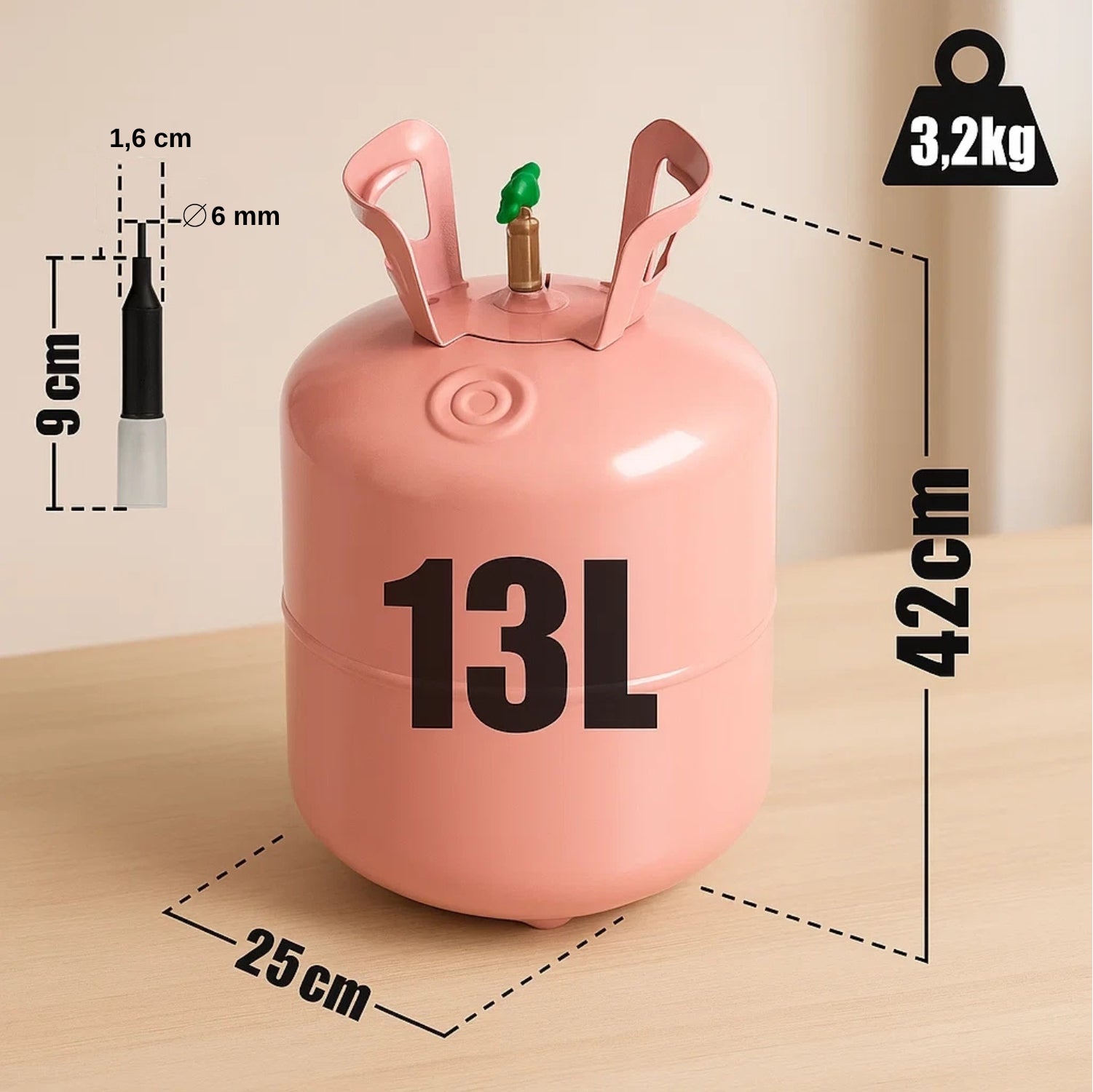 BigDean Helium Gasflasche XXL Ballongas für 50 Ballons