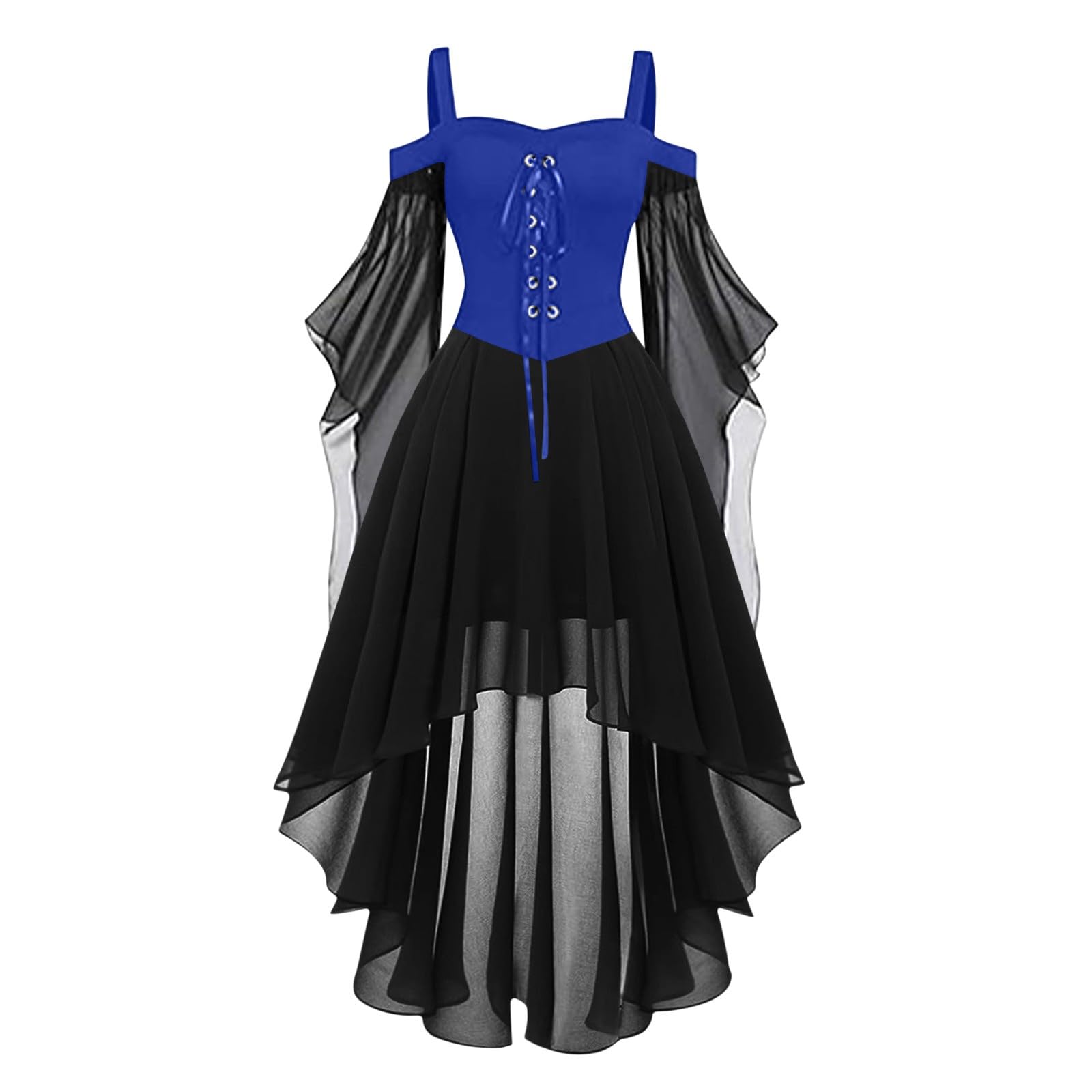 Luadnysin Dresses Halloween Kleid Gothic Schulterfrei Schwarz