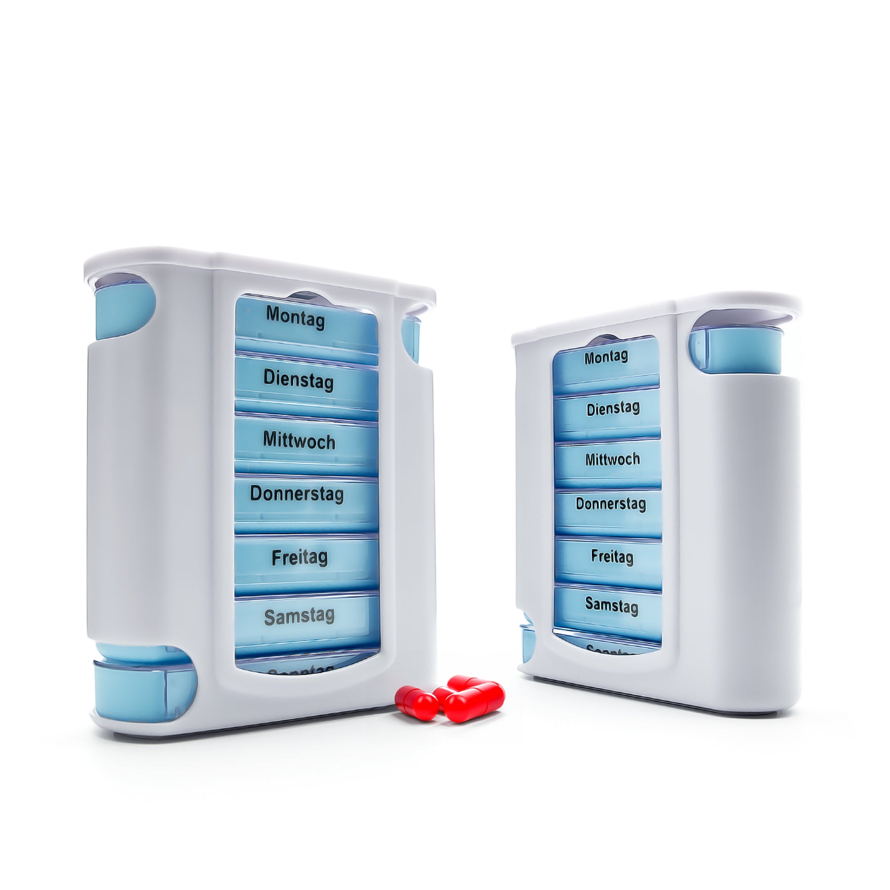BigDean Tablettenbox 7 Tage 2er-Set Weiß 4-Fächer